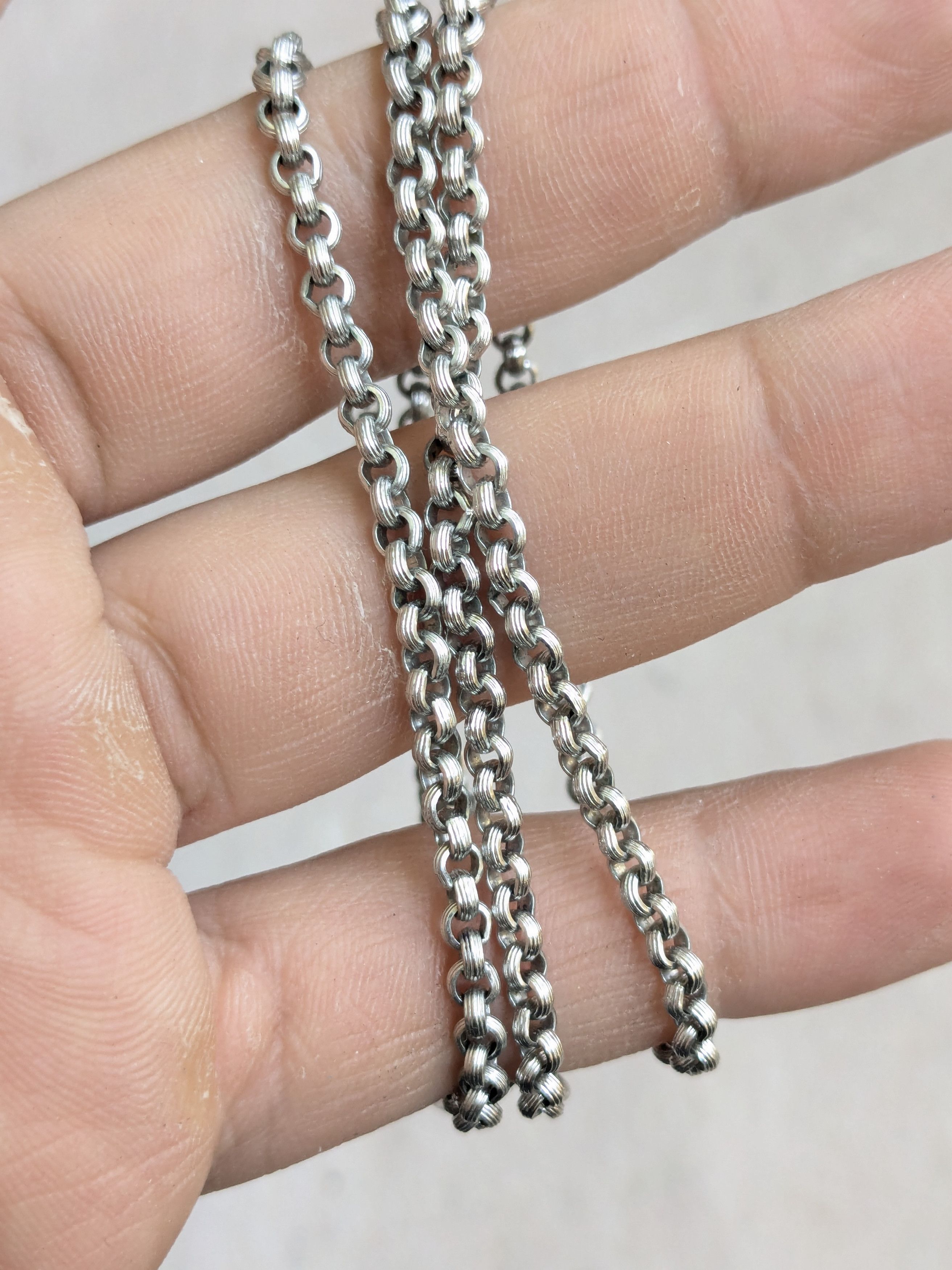 Jewelry × Vintage Silver Choker Necklace 21.5" Round Chain Size ONE SIZE - 8 Thumbnail