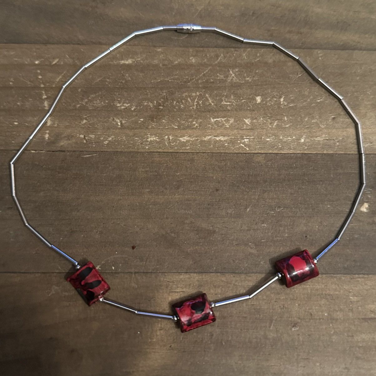 Other × Vintage Vintage Sarah Coventry silver red marbled beads necklace Size ONE SIZE - 2 Thumbnail