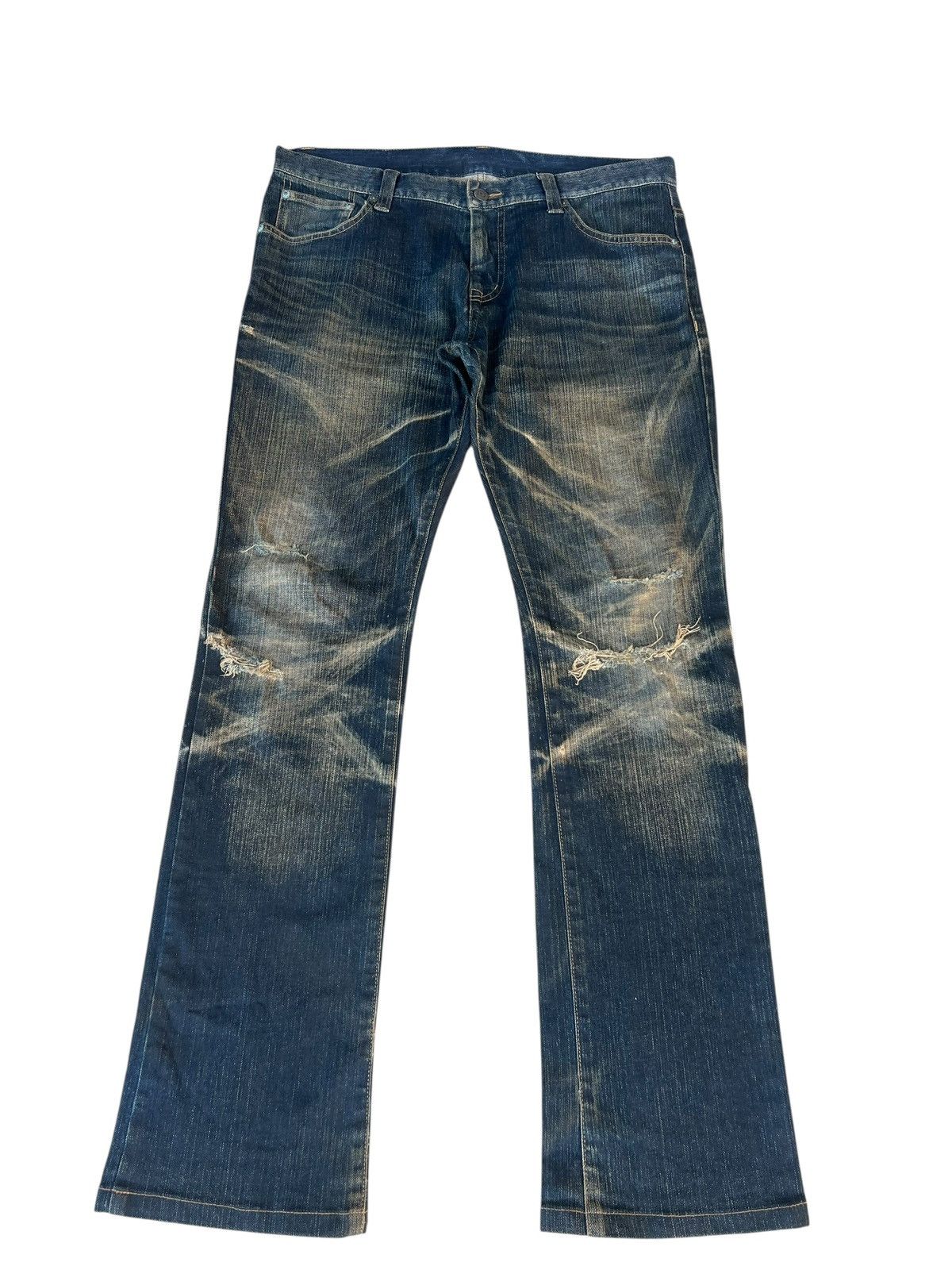 Tornado Mart Trashed Tornado Mart Distress Dirty Mud Denim Flare Jeans Size US 33 - 3 Thumbnail