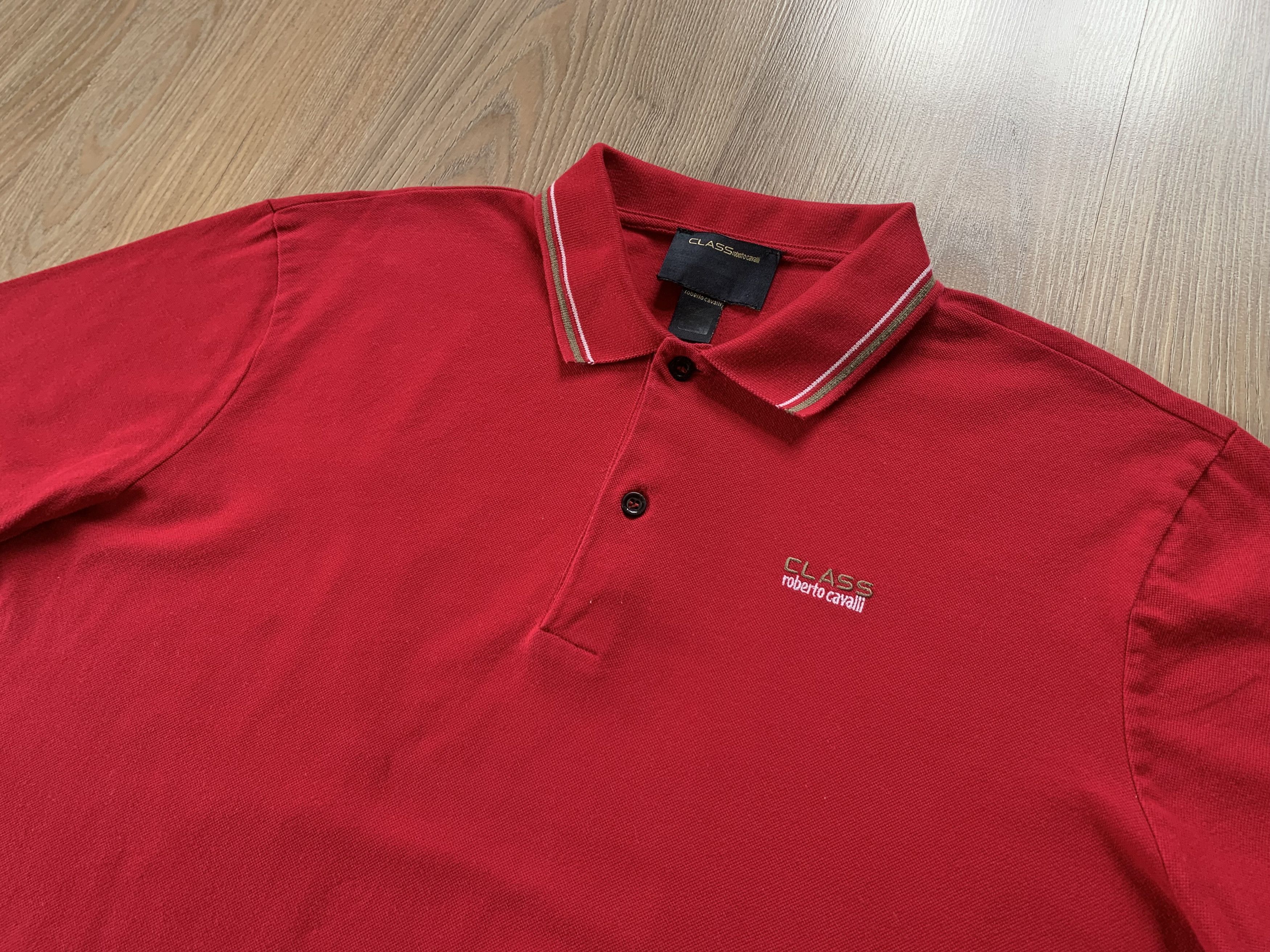 Roberto Cavalli Roberto Cavalli Class Red Cotton Polo Slim Shirt Size US XL / EU 56 / 4 - 4 Thumbnail