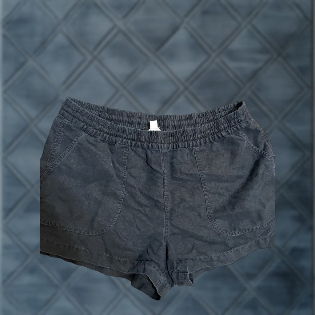 J.Crew J.CREW Shorts Womens Large Seaside Linen Drawstring Pull-On Chino 80s Casual Black Size 36" / US 14 / IT 50 - 1 Thumbnail