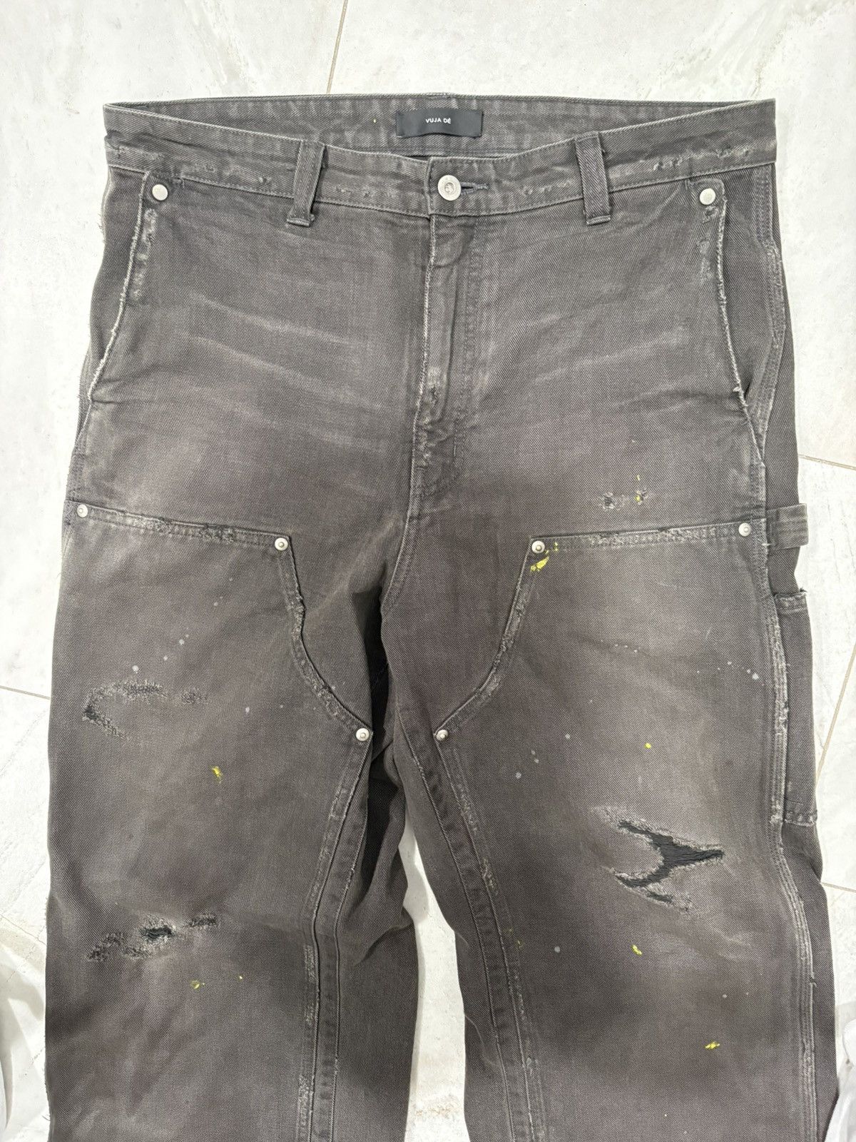 Vuja De GUNTHER DESTROYED DOUBLE-KNEE PANTS IN BRUSHED COTTON Size US 35 - 2 Thumbnail