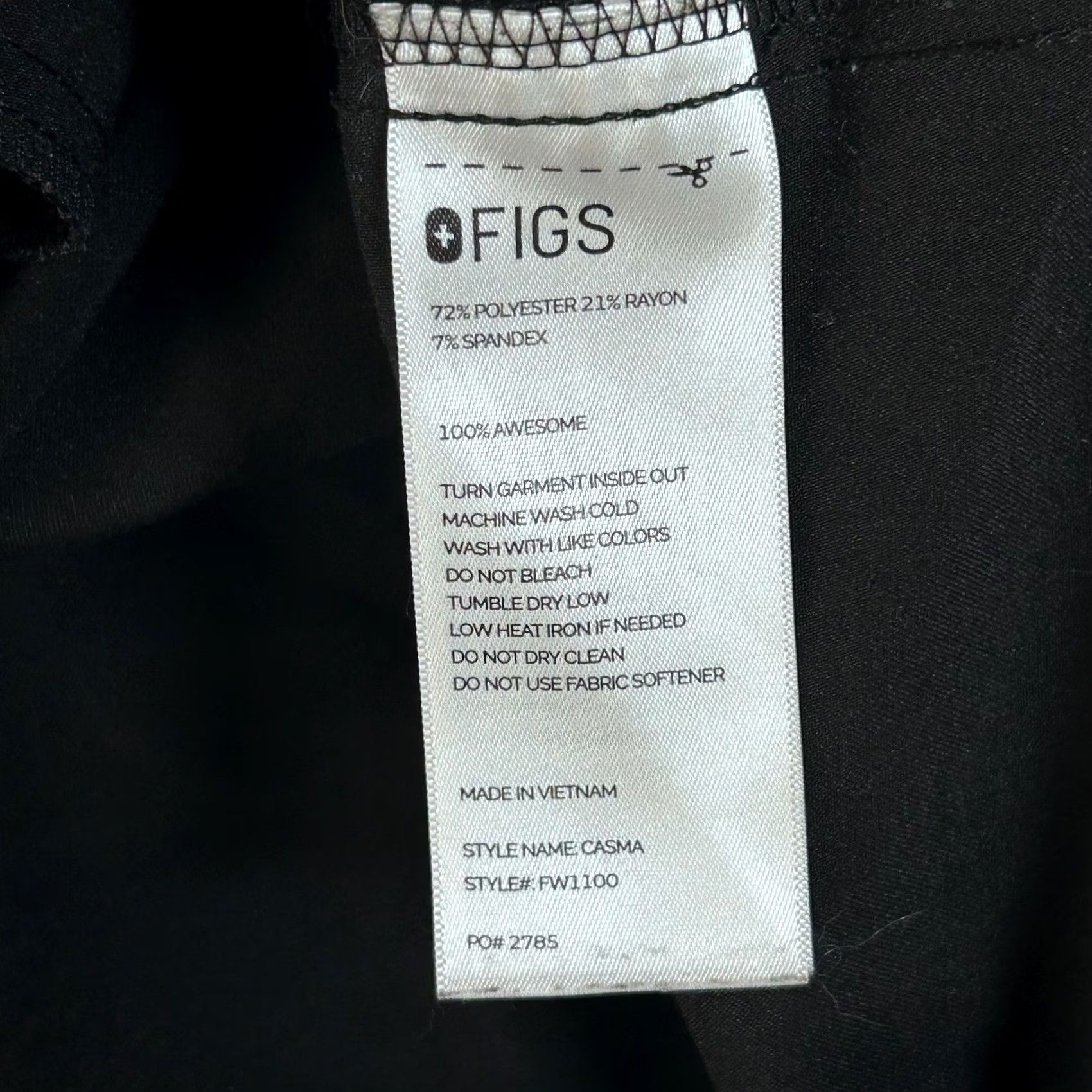 Vintage FIGS Top XL Black Casma Neck Scrub Technical Collection FW1100 Womens Size XL / US 12-14 / IT 48-50 - 3 Thumbnail