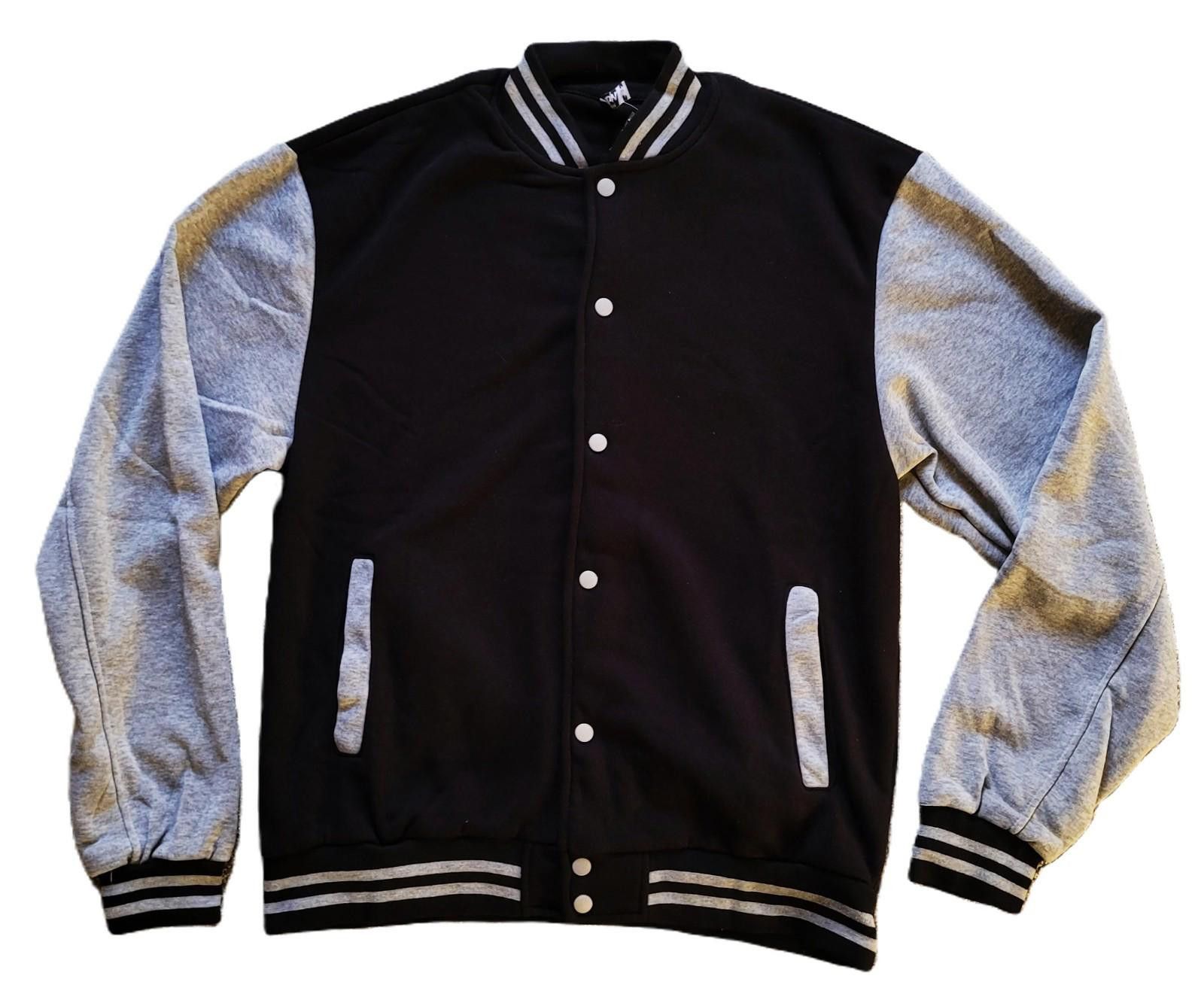Stuart Weitzman Men's XXL Varsity Jacket Black Gray Snap - New! Size US XXL / EU 58 / 5 - 2 Thumbnail