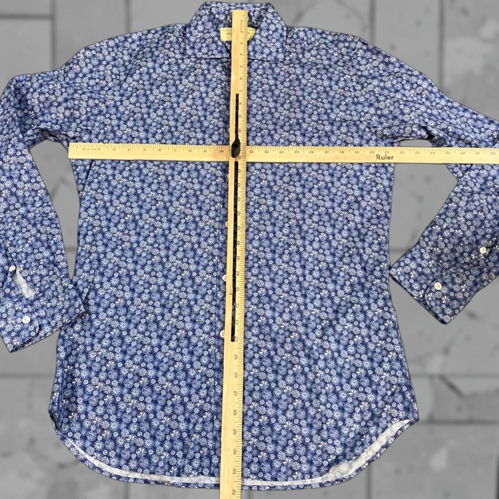 Vintage Lander Urquijo Mens Shirt 40 Floral Spread Collar Blue Long Sleeve Button-Up Size US L / EU 52-54 / 3 - 1 Thumbnail