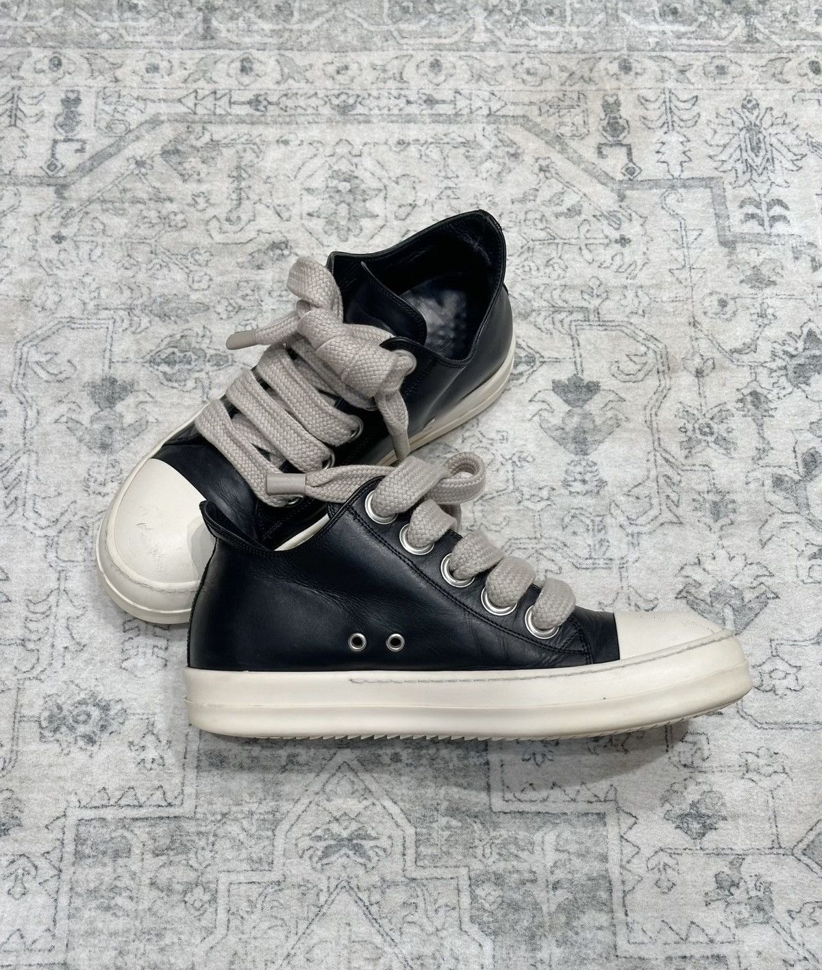 Rick Owens Rick Owens Leather Low-Top Sneakers with Thick Laces Size US 8.5 / EU 41-42 - 4 Thumbnail