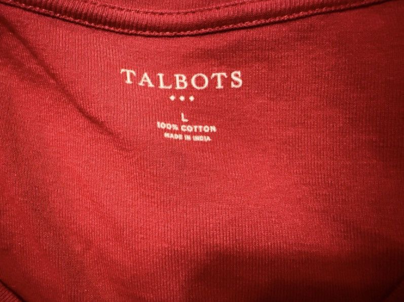Talbots Talbots Red Ruffle-Trim V-Neck Top – 3/4 Sleeve – Size L Size L / US 10 / IT 46 - 3 Thumbnail