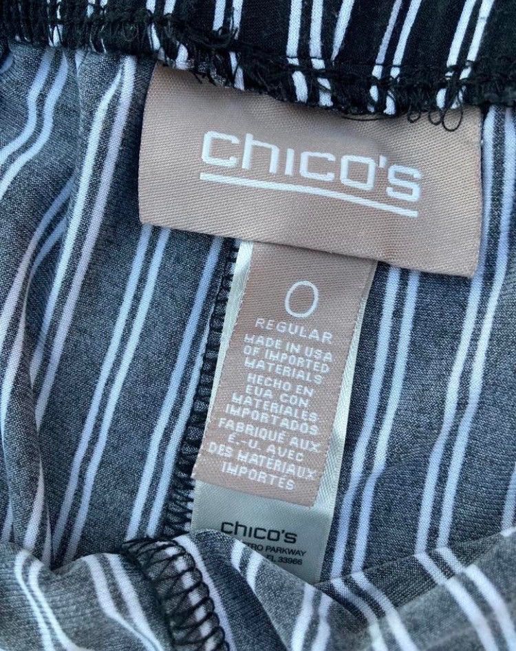 Chicos Chico’s Y2K Black White stripe Wide Leg Palazzo Pants Size 0 Size 25" / US 0 / IT 36 - 6 Thumbnail