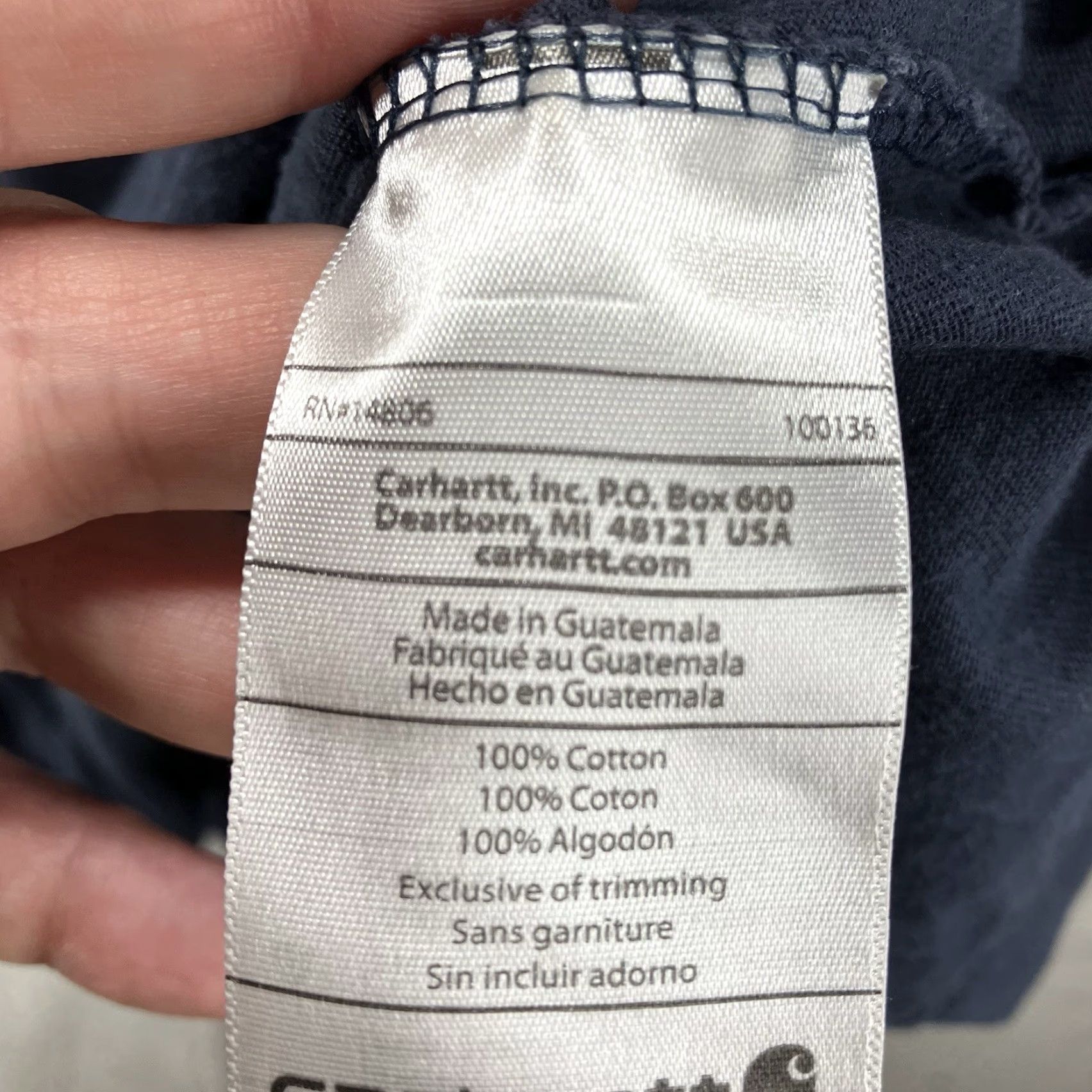 Carhartt Carhartt Mens Navy Large Long Sleeve Henley T-Shirt Heavy Cotton Regular Fit Pockets Logo Blue Size US L / EU 52-54 / 3 - 7 Thumbnail