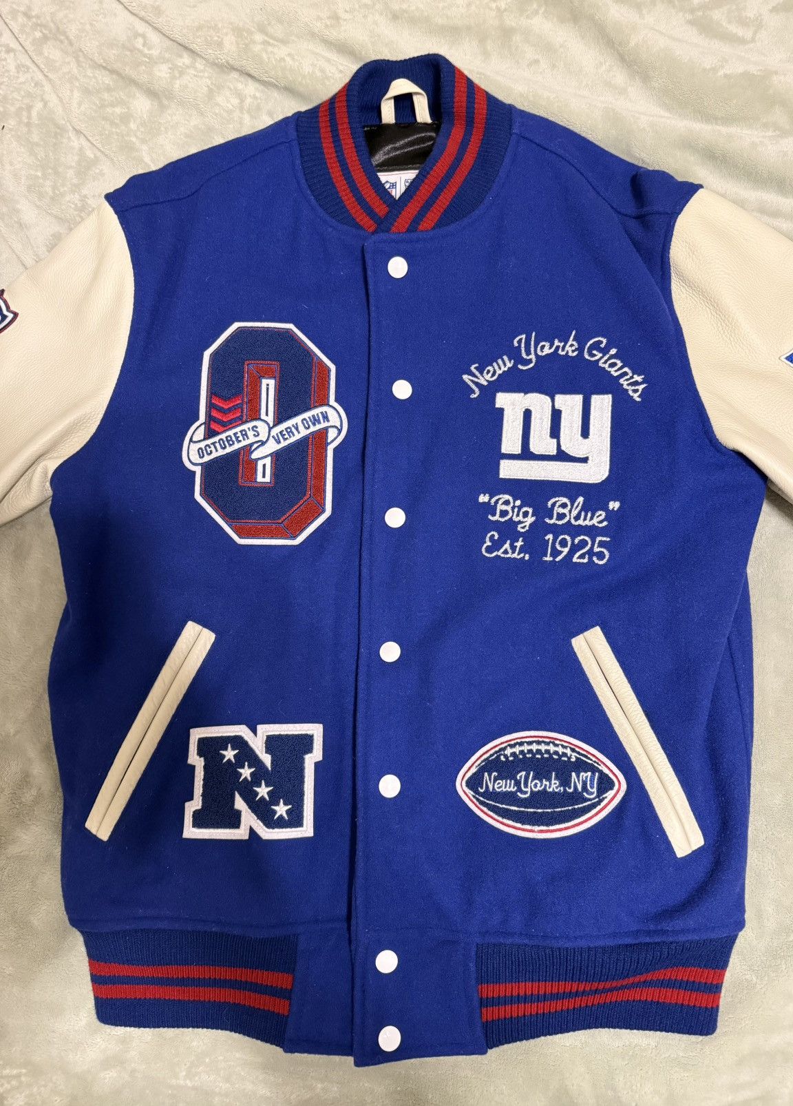 NFL × October's Very Own Ovo X NFL New York Giants Varsity Jacket Size US M / EU 48-50 / 2 - 2 Thumbnail