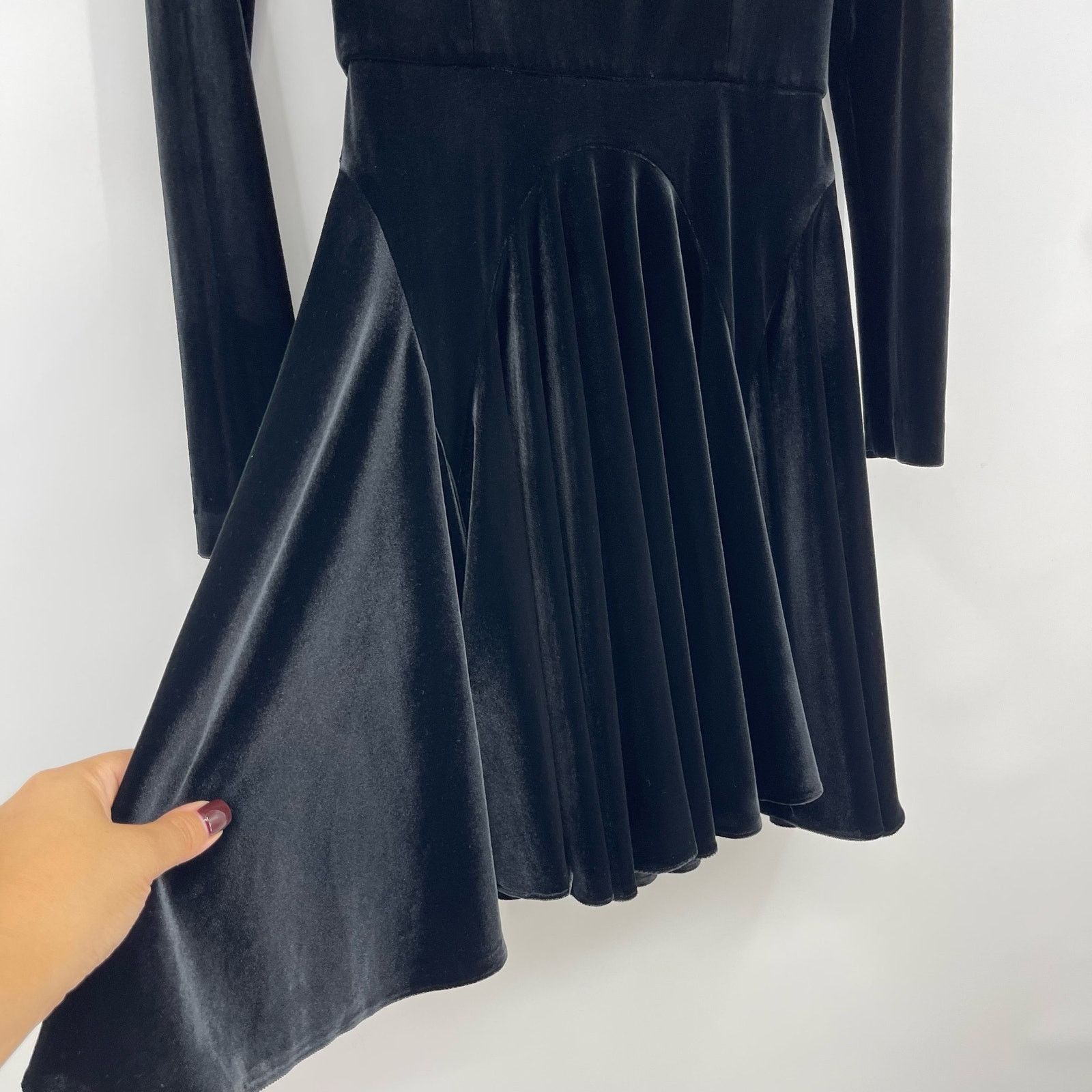 Other SELMACILEK | Black Velvet Skater Dress Long Sleeve Mini S Size S / US 4 / IT 40 - 9 Thumbnail