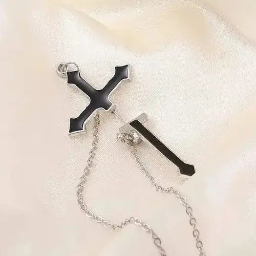 Other Men's cross earrings with chain Size ONE SIZE - 2 Thumbnail