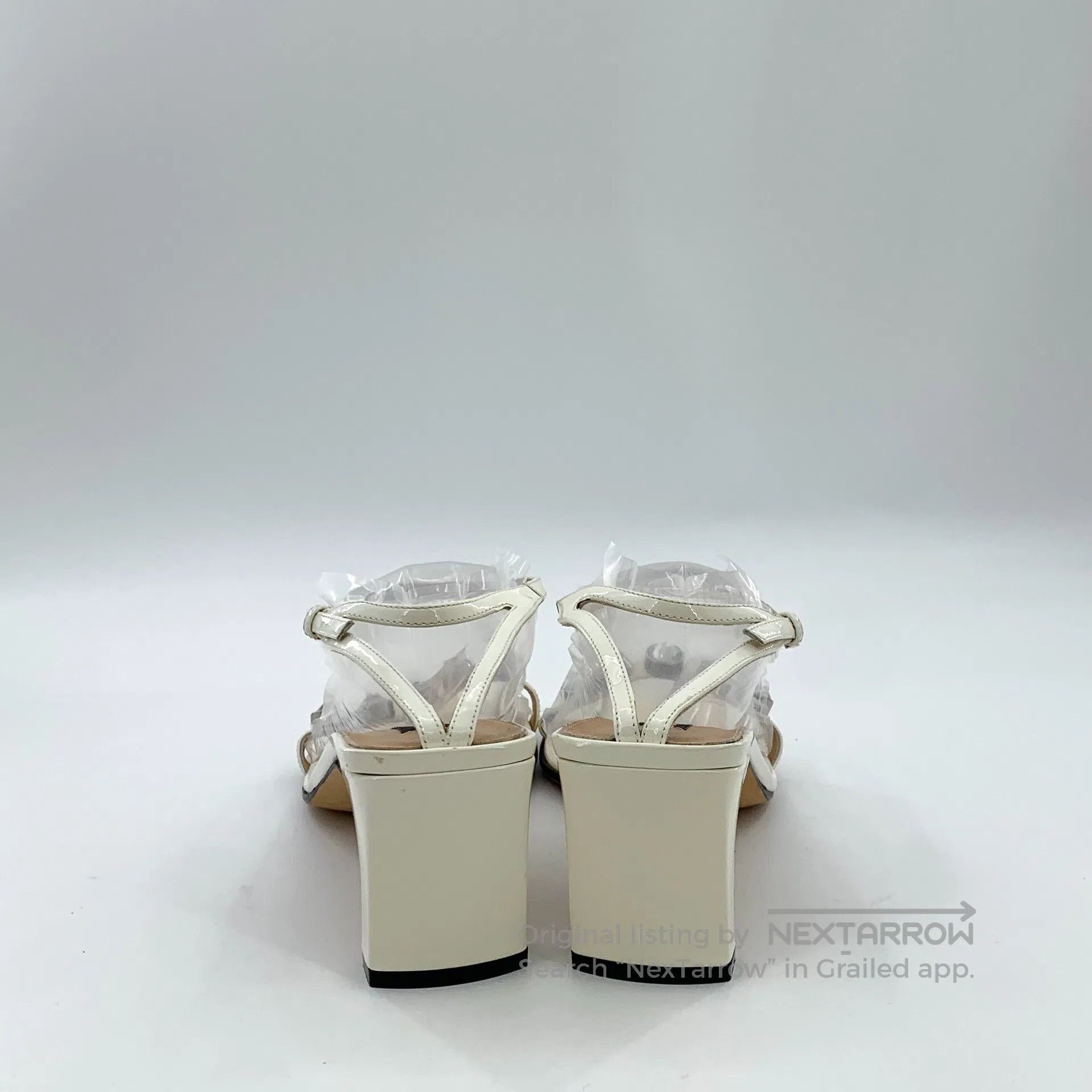Sergio Rossi Sergio Rossi White Square Toe Studded One-Strap Block Heel Size US 8.5 / IT 38.5 - 4 Thumbnail