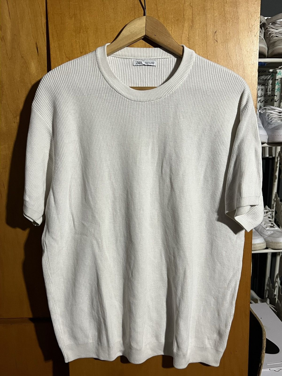 Zara ZARA SPAIN Knit Short Sleeve Sweater Cream Shirt Size US M / EU 48-50 / 2 - 1 Thumbnail