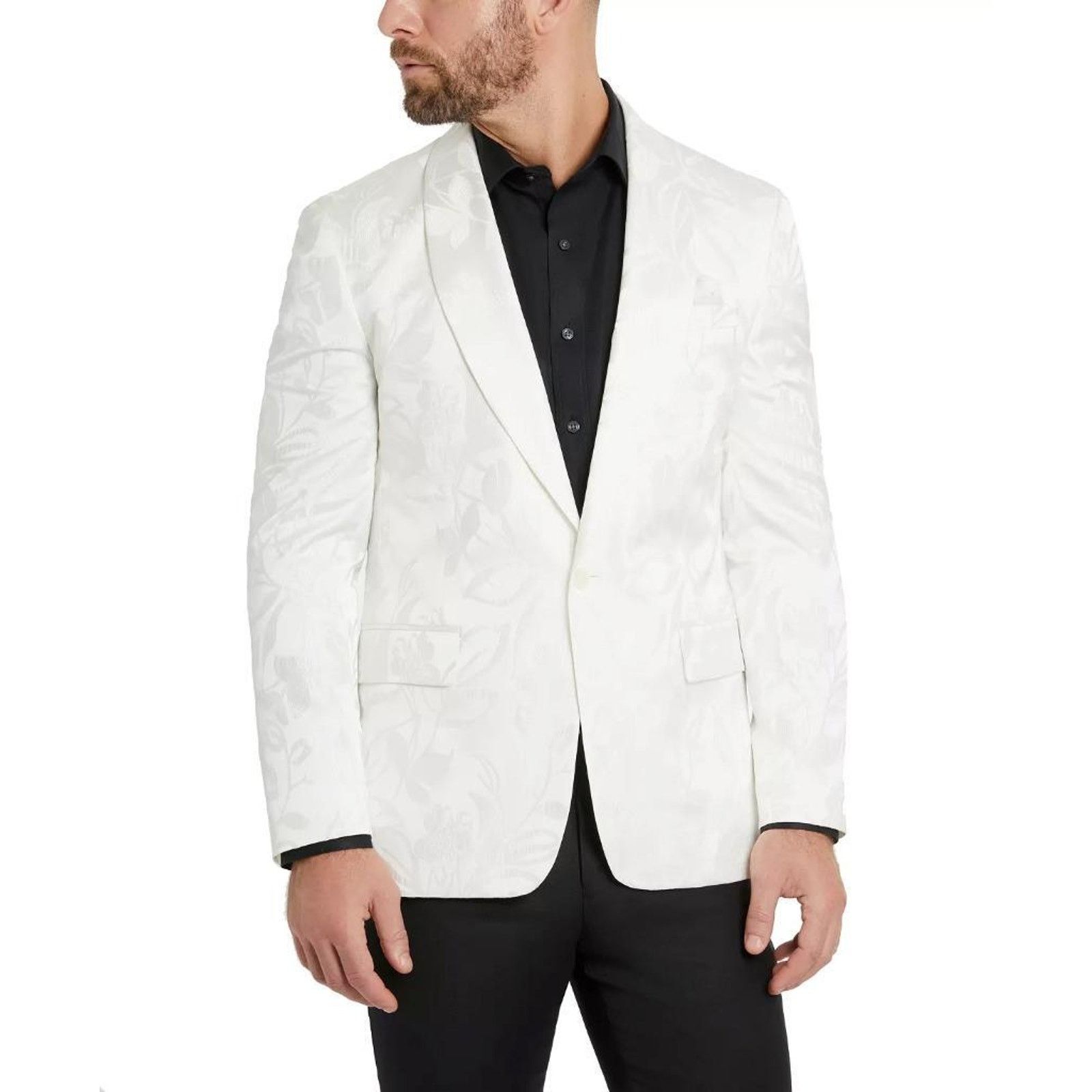 Tallia Tallia Men's White Slim-Fit Jacquard Floral Sport Coat 43S Size 44S - 1 Preview