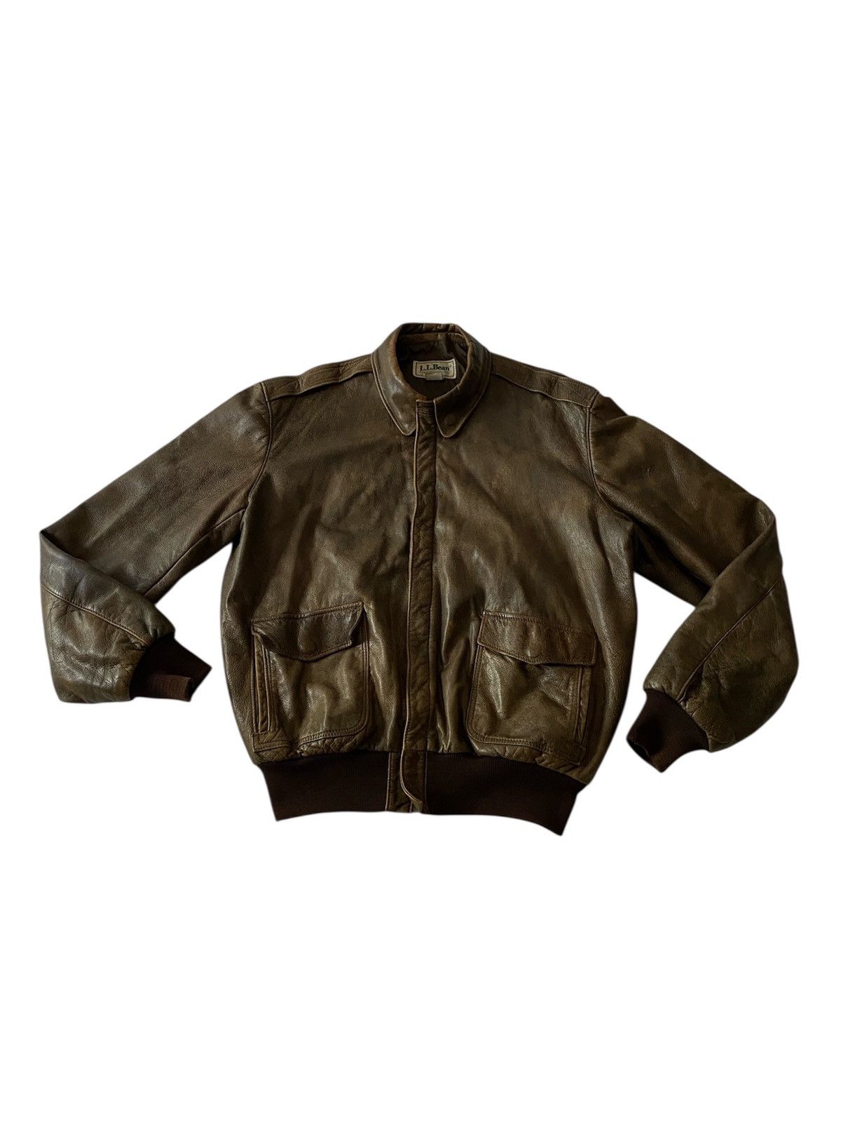 L.L. Bean Vintage LL Bean Jacket Leather Made In USA Brown Men’s Large Size US L / EU 52-54 / 3 - 2 Thumbnail