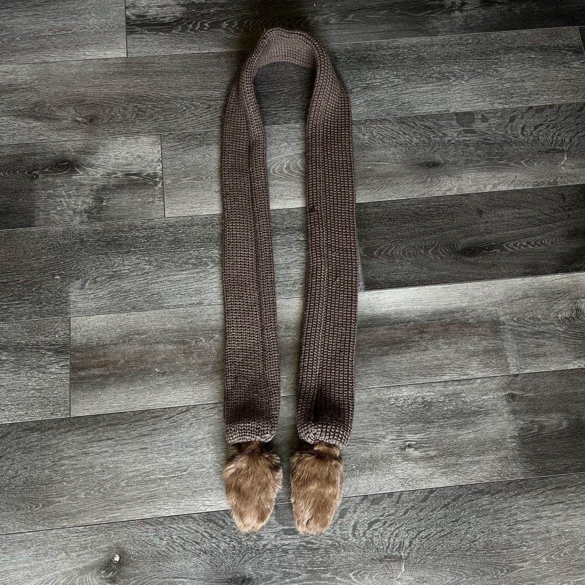Vintage Vintage 90s Pure Rabbit Fur Wool Sweater Zip Jacket & Scarf Size L / US 10 / IT 46 - 6 Thumbnail
