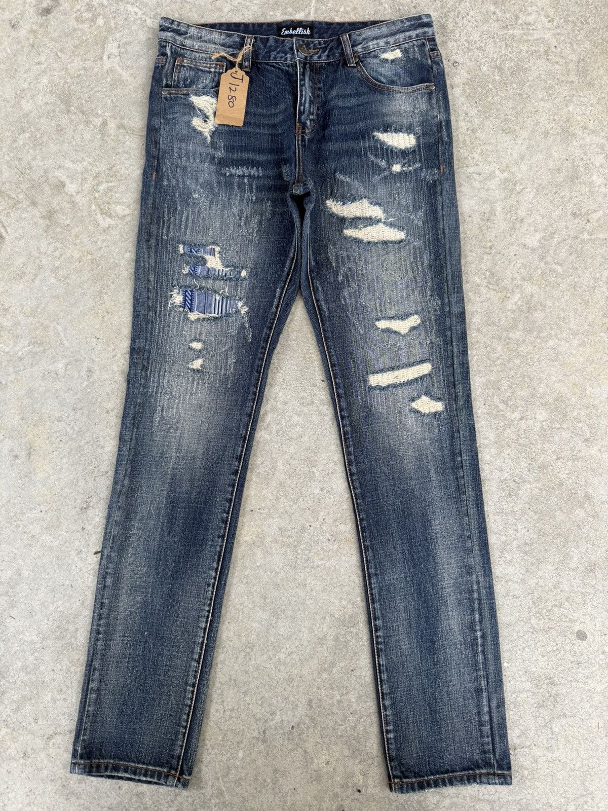 Embellish Japanese Embellish Boro Patchwork Distressed Slim Jeans Size US 34 / EU 50 - 2 Thumbnail