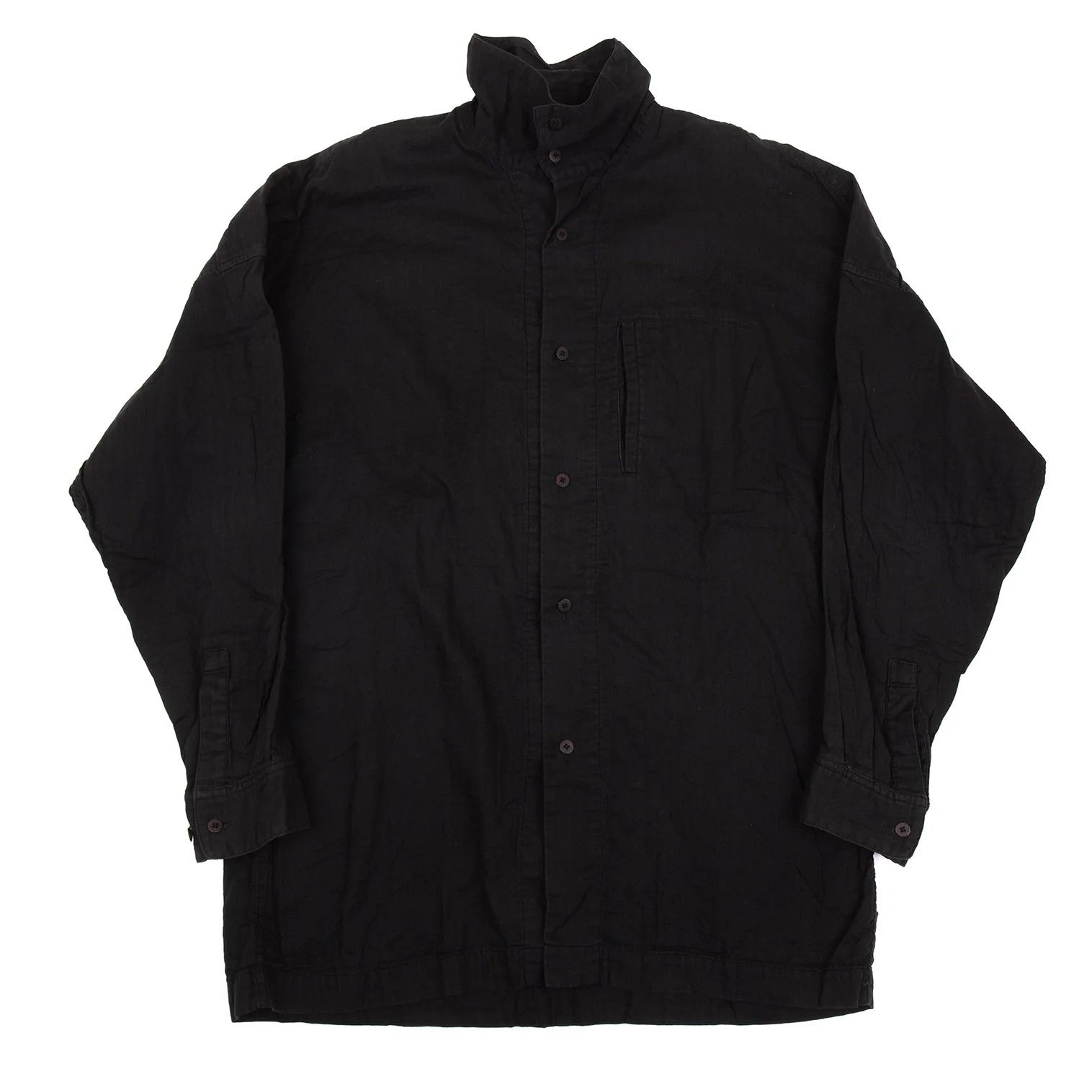 Issey Miyake High-Neck Cotton Gauze Shirt in Black, Size L Size US L / EU 52-54 / 3 - 1 Thumbnail