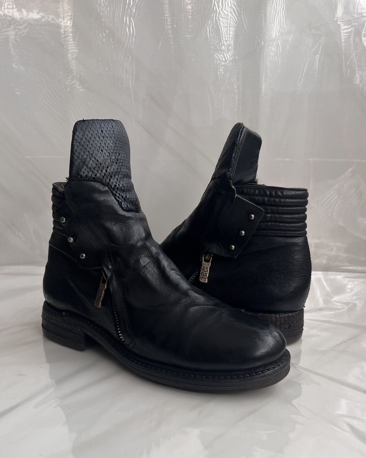 A.S.98 As 98 Airstep Zipper Boho Black Biker distressed boot Size US 8 / IT 38 - 13 Thumbnail