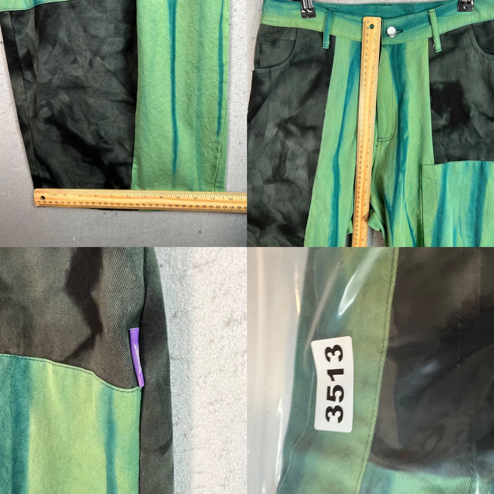 Vintage Wood & Mountain Womens Size Large Tie-Dye Green & Black Pants Wide-Leg Size 36" / US 14 / IT 50 - 8 Thumbnail