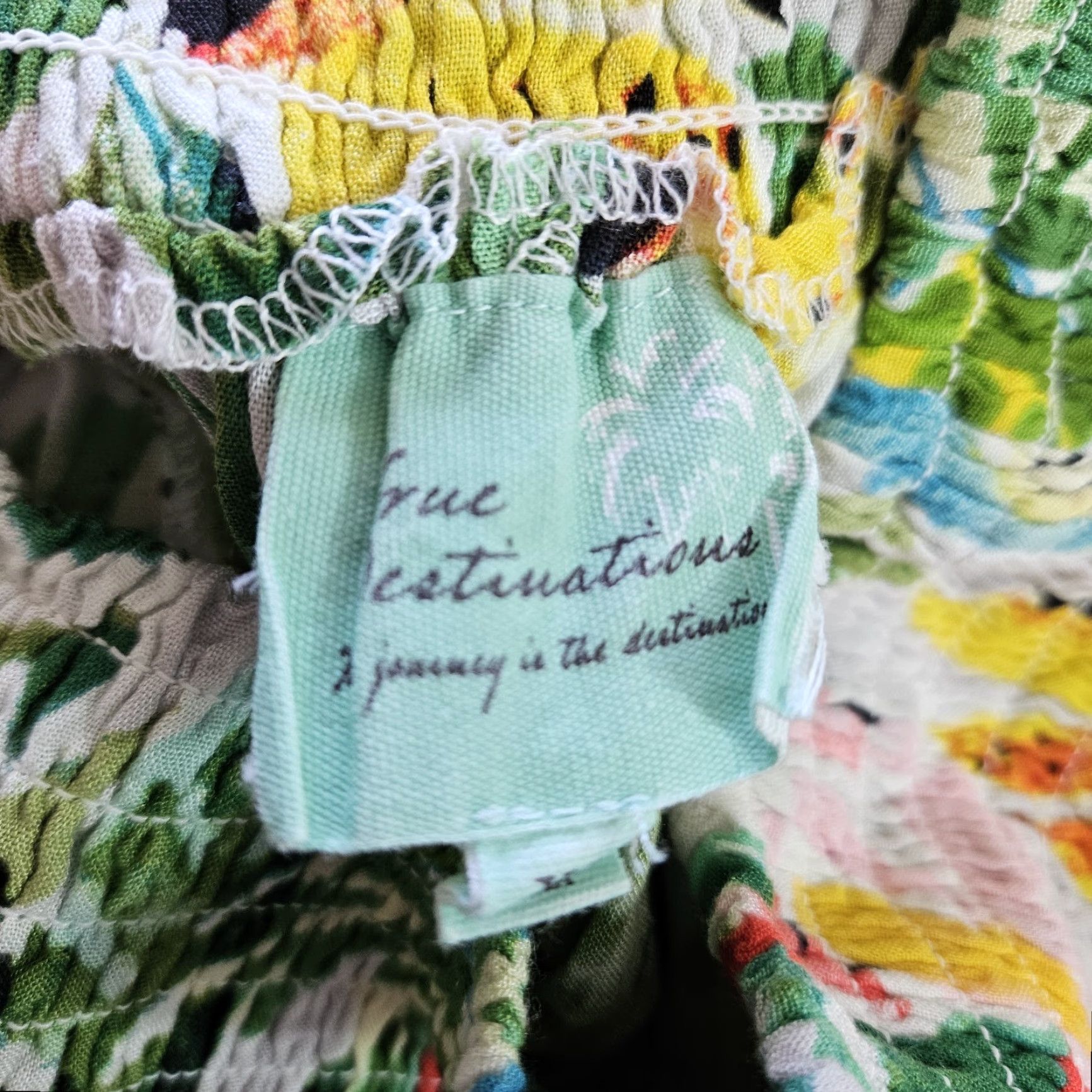 Vintage True Destinations Womens Wide Leg Cropped Pants XS Green Floral Birds Pattern Clothing Size 26" / US 2 / IT 38 - 5 Thumbnail