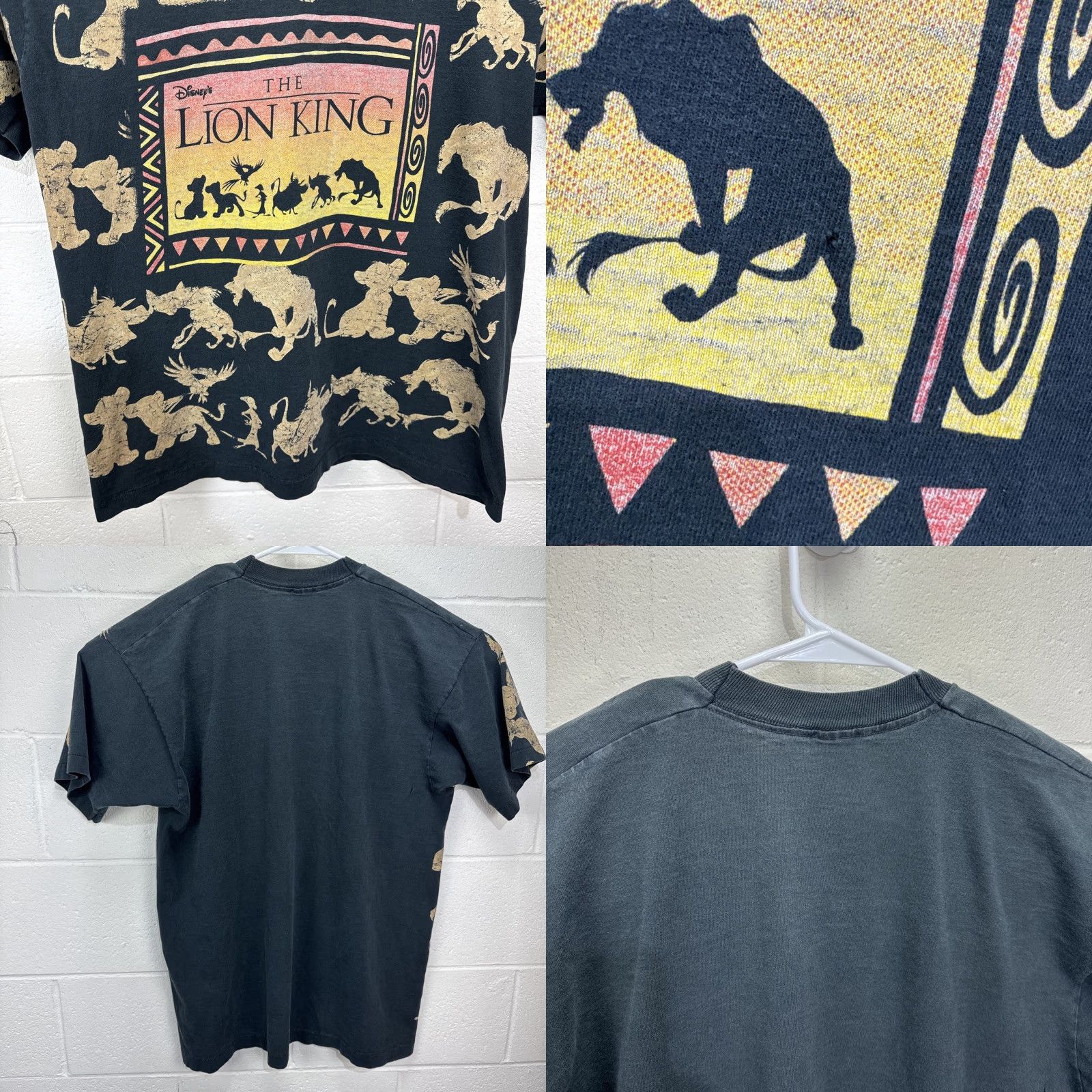 Disney VINTAGE Disney Lion King T-Shirt XL Black All Over Print 90s Movie Graphic Mens Size US XL / EU 56 / 4 - 8 Thumbnail