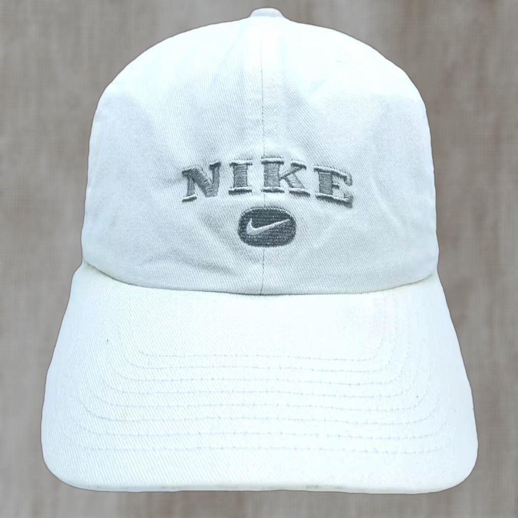 Nike VINTAGE Nike Hat Cap Strap Back White Center Swoosh Dad Baseball Y2K 2000s Size ONE SIZE - 1 Thumbnail