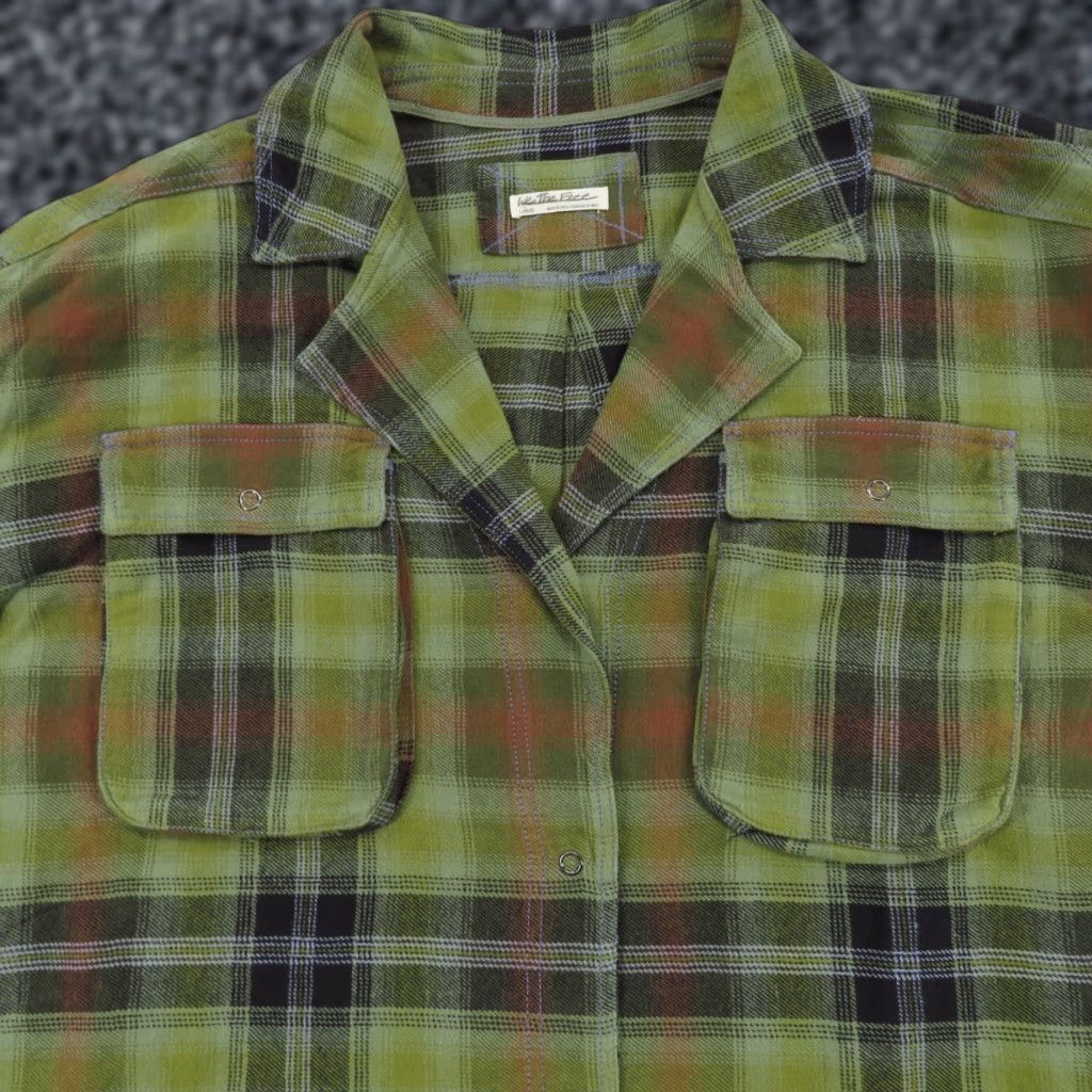Vintage We The Free Top Womens Large Olive Plaid Oversized Cargo Snap Shacket Cozy Camp Size L / US 10 / IT 46 - 1 Thumbnail