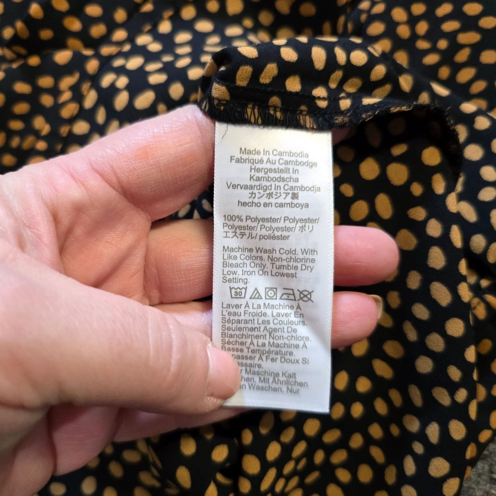 J.Crew J.CREW Blouse Shirt Womens Medium Black Tan Dotted Neck Tie Button Up Capsule Career Size M / US 6-8 / IT 42-44 - 7 Thumbnail