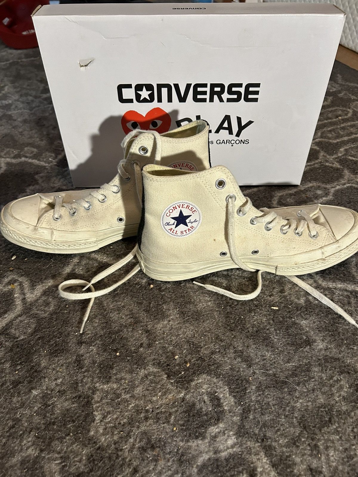 CDG by Comme des Garcons × Comme des Garcons × Converse CDG Cream high top chucks❤️❤️ Size US 8 / EU 41 - 6 Thumbnail