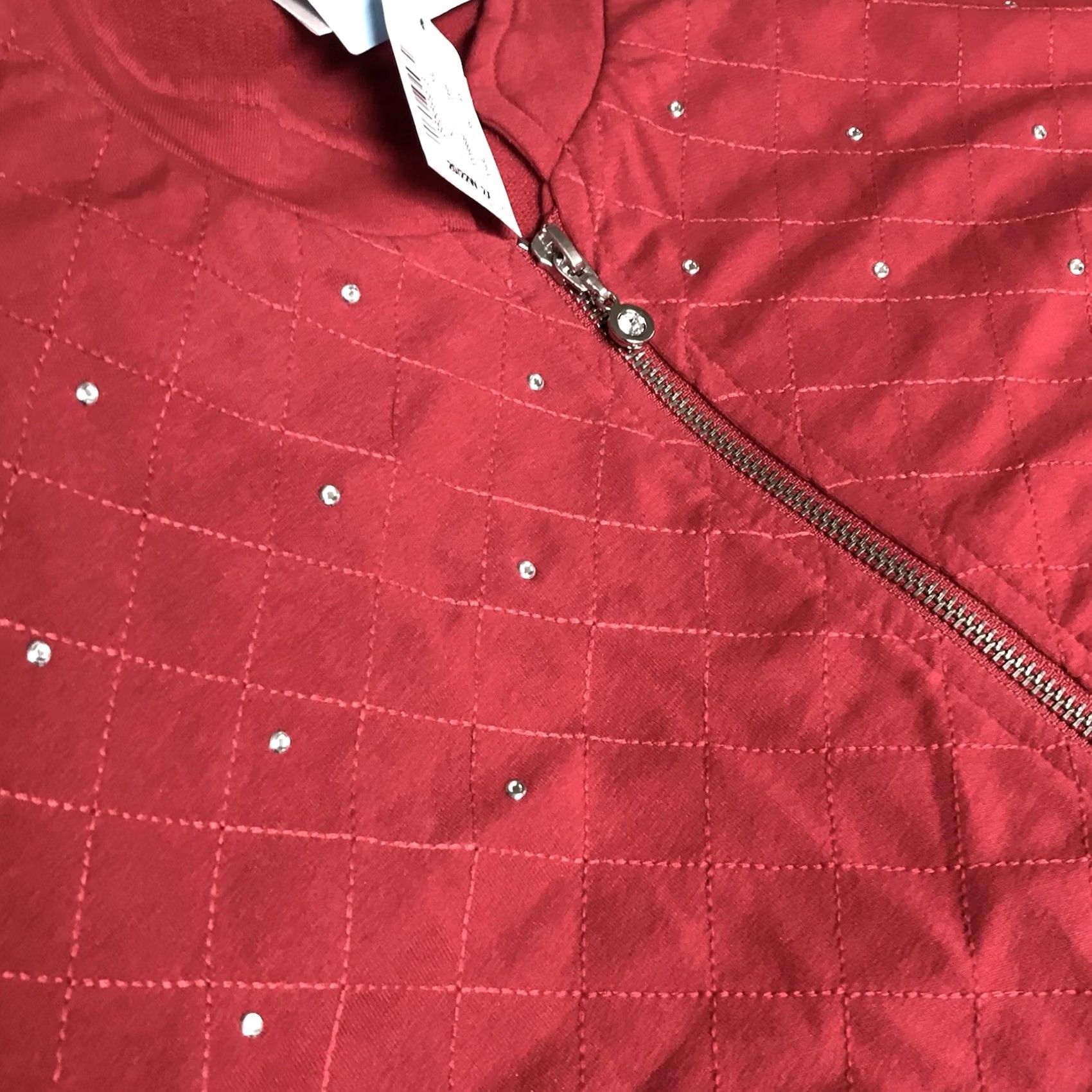 Vintage Christopher & Banks Women Red Jeweled Relaxed Restyled Zip Sweatshirt 2XL Size XXL / US 16-18 / IT 52-54 - 3 Thumbnail
