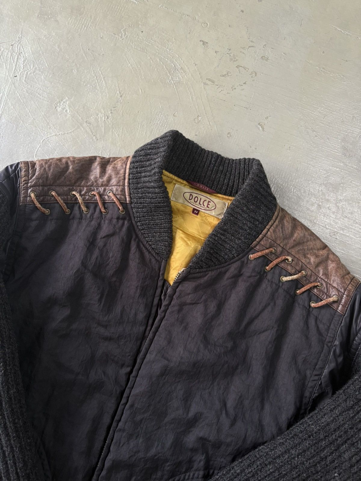 Dolce & Gabbana Vintage Dolce Inspired Lace Up Bomber Wool Leather Jacket Size US XL / EU 56 / 4 - 4 Thumbnail