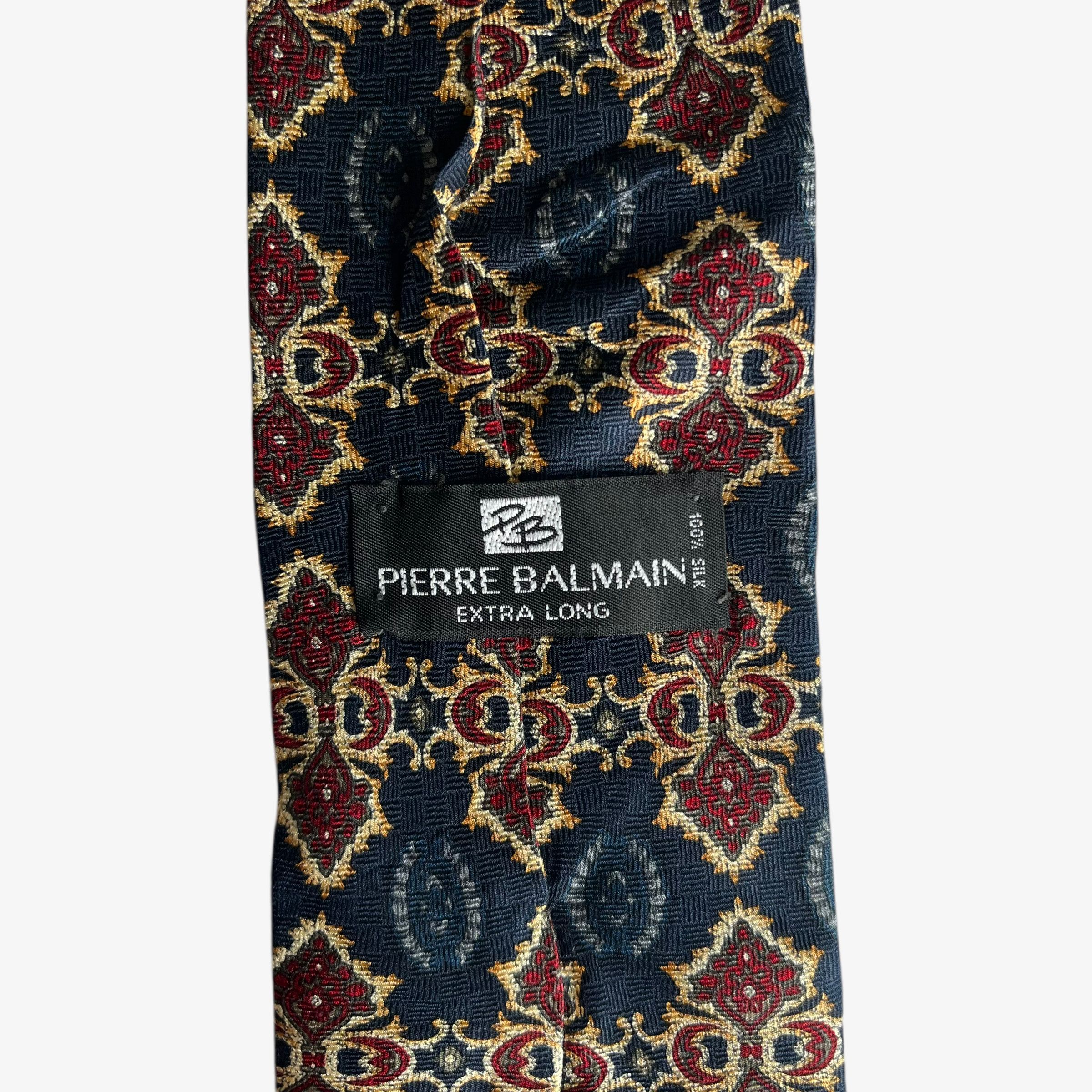 Pierre Balmain Vintage 80s Pierre Balmain Abstract Print Navy Silk Tie Size ONE SIZE - 2 Thumbnail