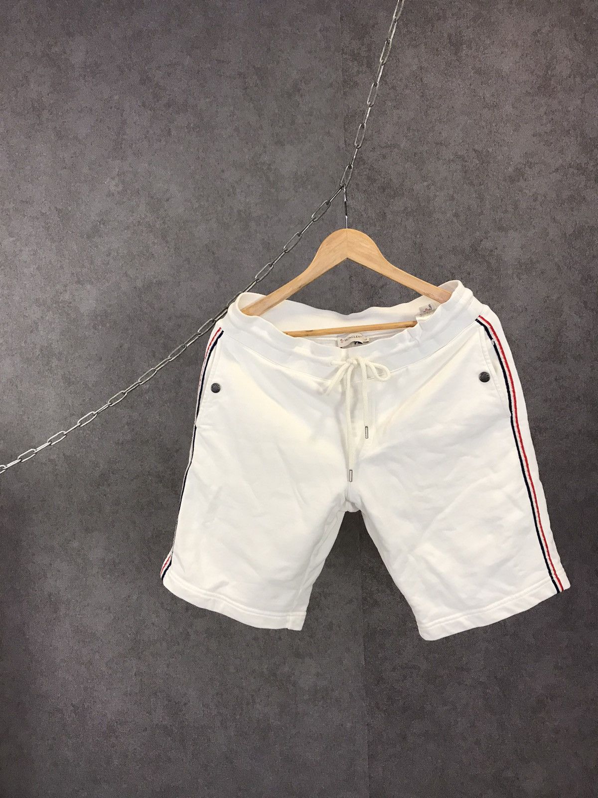 image of Moncler Monicker Shorts in White, Men's (Size 34)