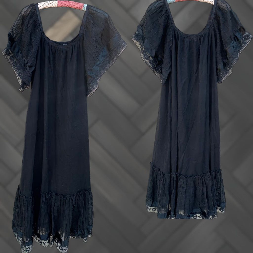 Vintage VINTAGE Made In Mexico Black Cotton Peasant Hippie Chic Dress M Womens Size M / US 6-8 / IT 42-44 - 1 Thumbnail