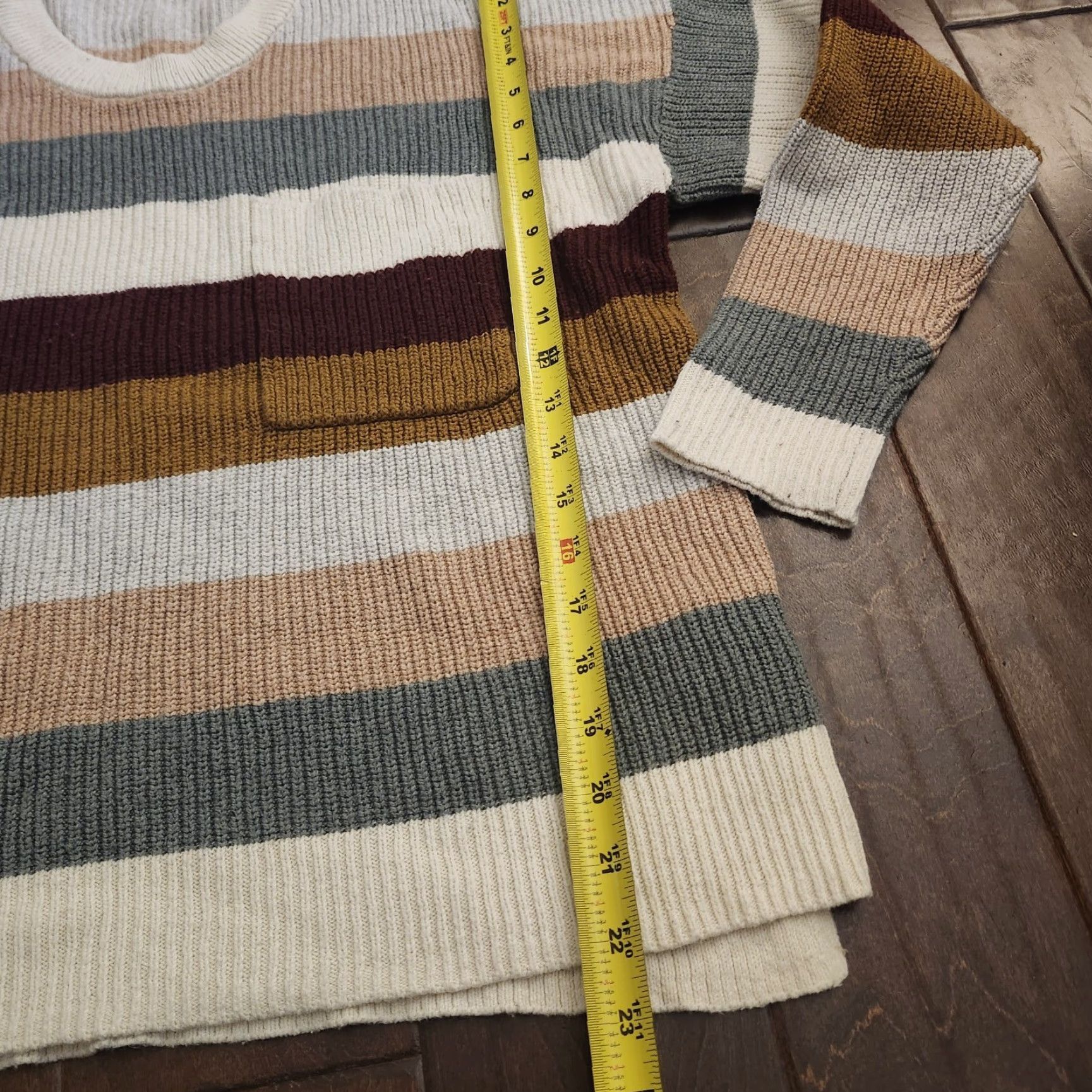 Madewell Madewell Striped Knit Sweater Women’s L Crewneck Pocket Cozy Fall Size L / US 10 / IT 46 - 7 Thumbnail