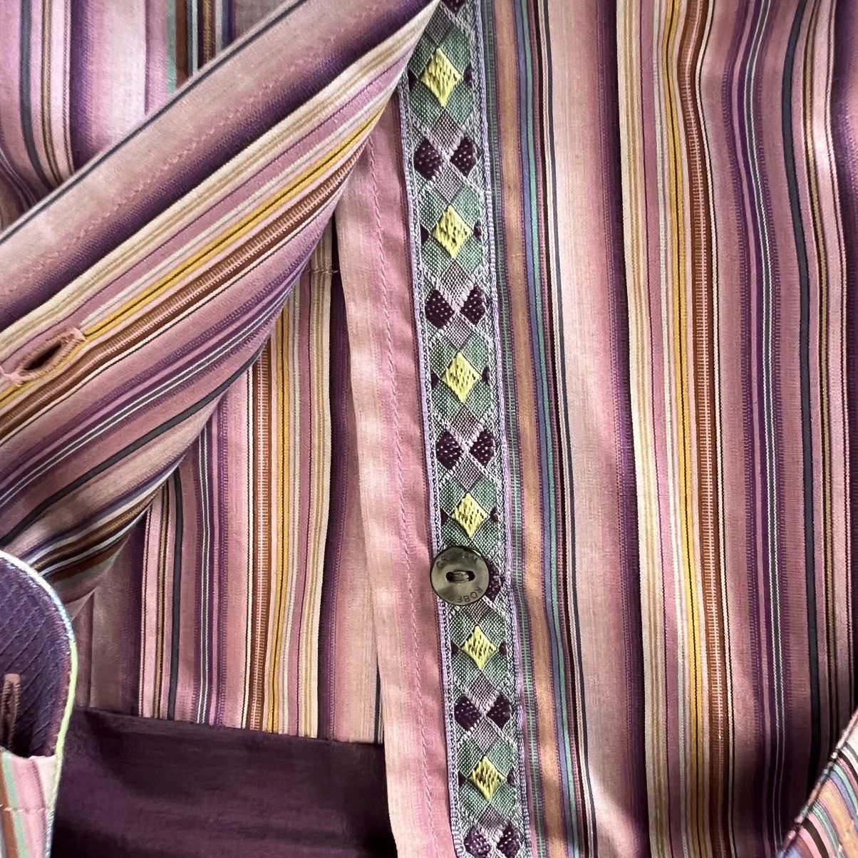 Robert Graham Robert Graham Bold Stripe Shirt M Purple Contrast Cuffs Size US M / EU 48-50 / 2 - 11 Thumbnail