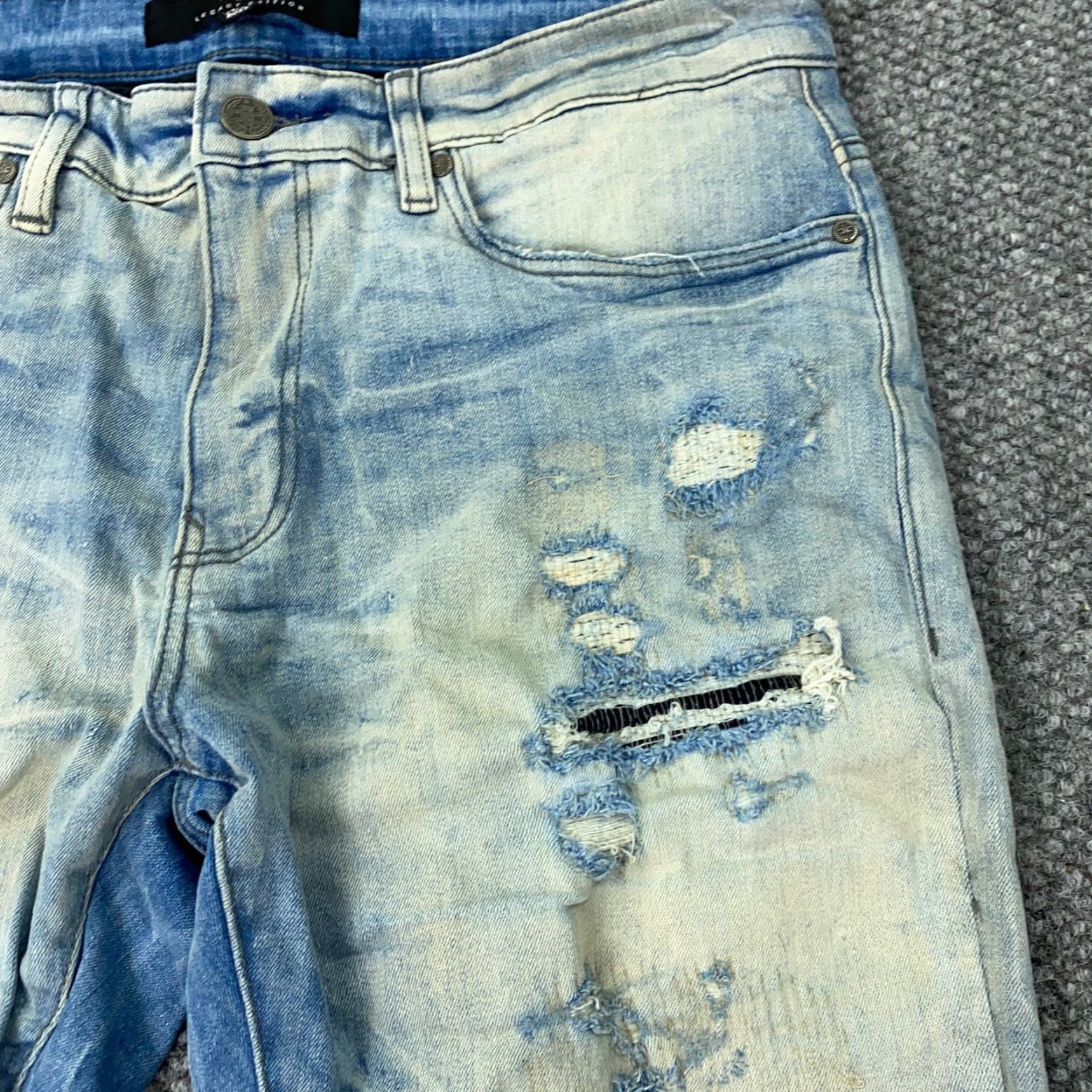 Jordan Craig Jordan Craig Lagacy Edition Jeans Mens 34x30 Blue Distressed Stretch Denim 5-Pocket Straight Inseam 29in Regular Size Mens Size US 34 / EU 50 - 3 Thumbnail