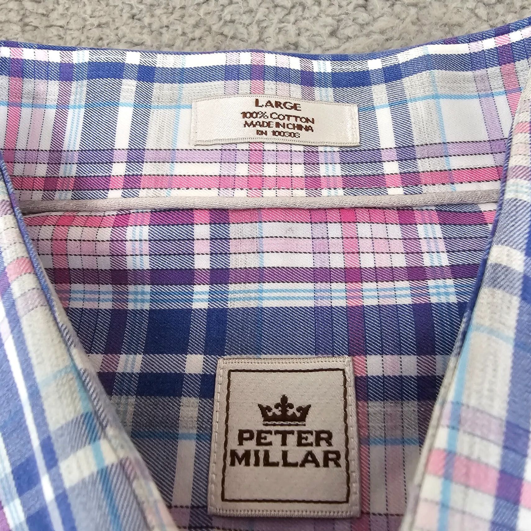 Peter Millar VINTAGE Peter Millar Shirt Mens Large Pink Blue Check Casual Cotton Woven Long Sleeve Size US L / EU 52-54 / 3 - 4 Thumbnail