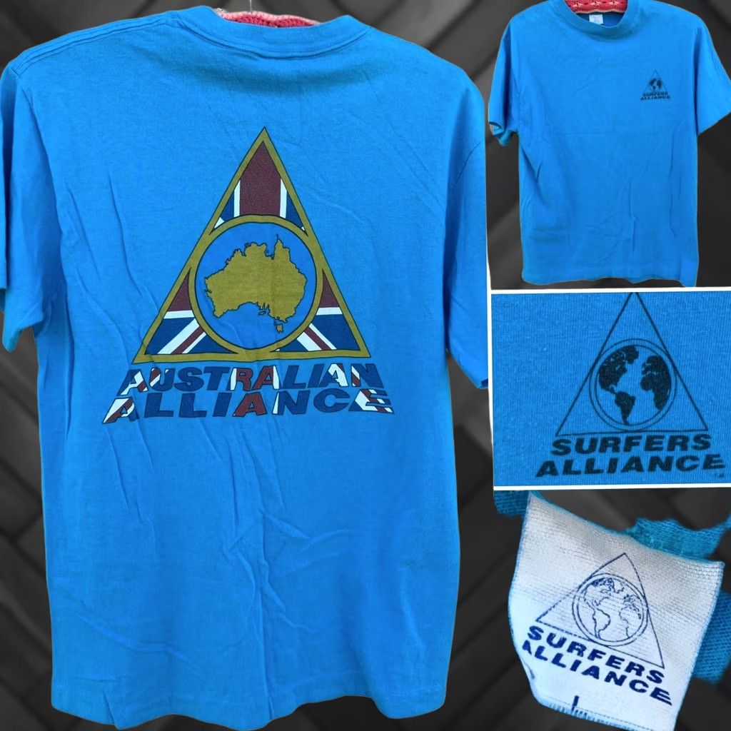 Vintage VINTAGE Surfers Alliance T Shirt AUSTRALIAN ALLIANCE Made In USA Single Stitch L Mens Blue 1980s Graphic Tee Size US L / EU 52-54 / 3 - 1 Thumbnail