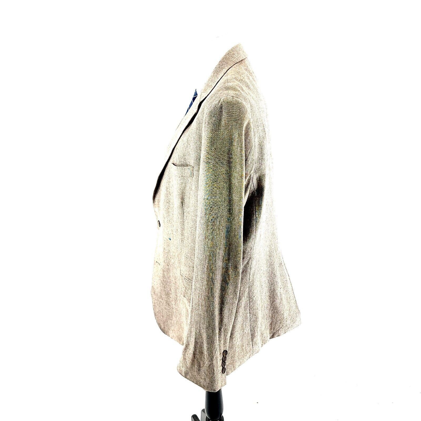 Stafford DAMAGED Stafford Linen Cotton 2 Button Blazer 44L Tan Birdse Size 44L - 6 Thumbnail