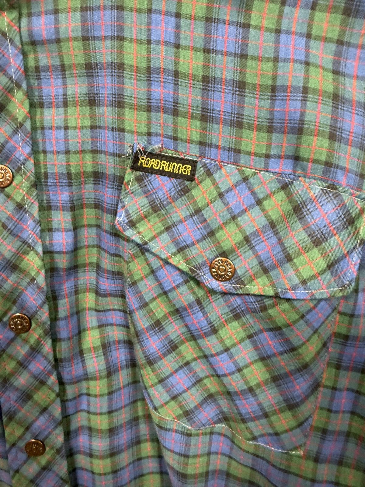 Other Vintage Road Runner Pearl Snap Western Cowboy Plaid Shirt Size US XL / EU 56 / 4 - 5 Thumbnail