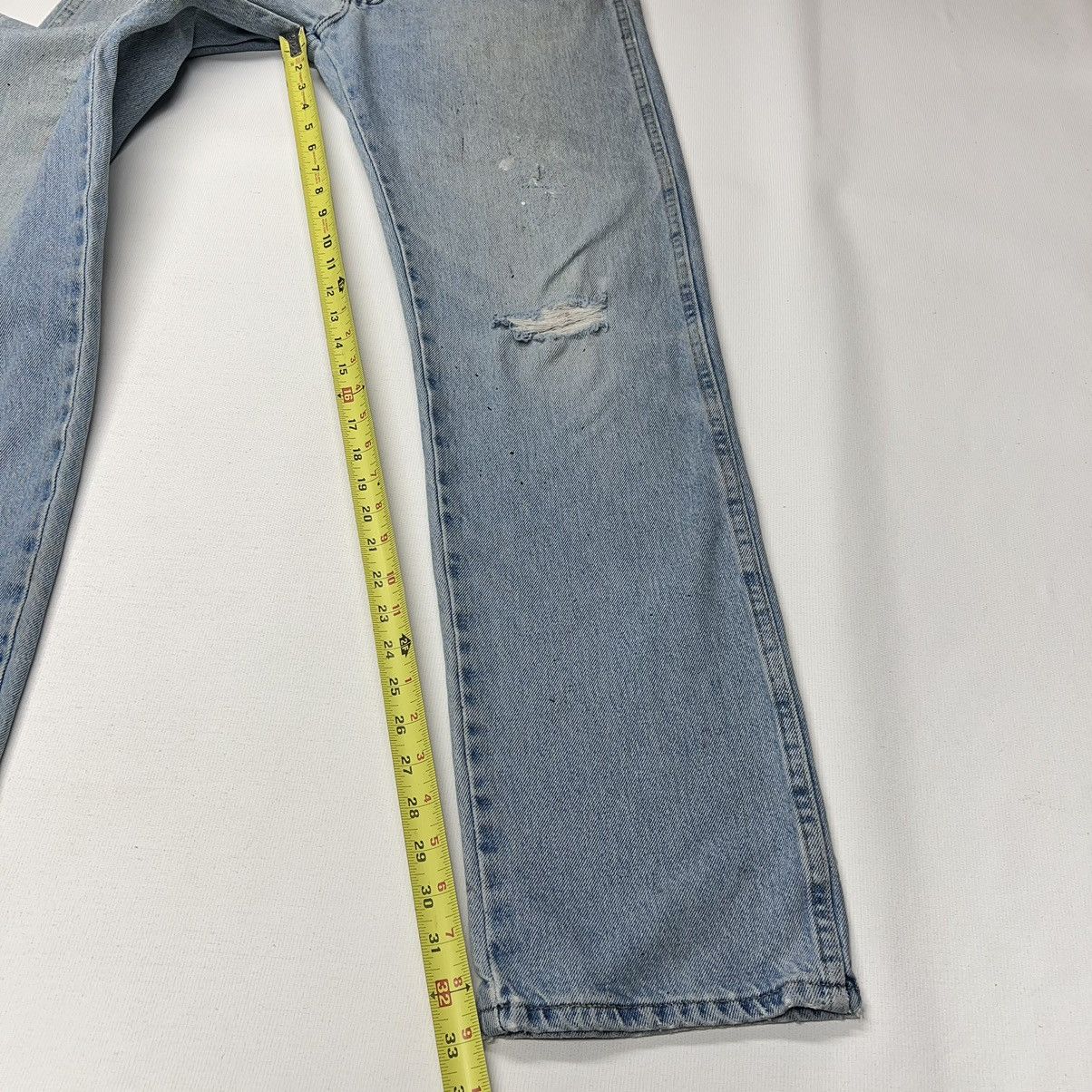 Vintage × Wrangler Wrangler Jeans Blue Straight Ripped Faded Denim Worn Y2K Size US 33 - 22 Thumbnail