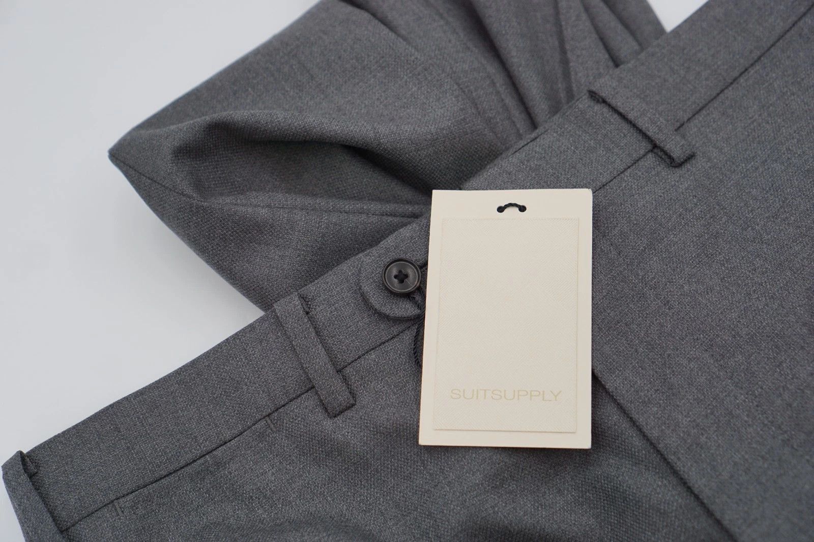 Suitsupply Men Suitsupply Trousers Lazio Wool Grey Size UK/US38 Size 38R - 3 Thumbnail
