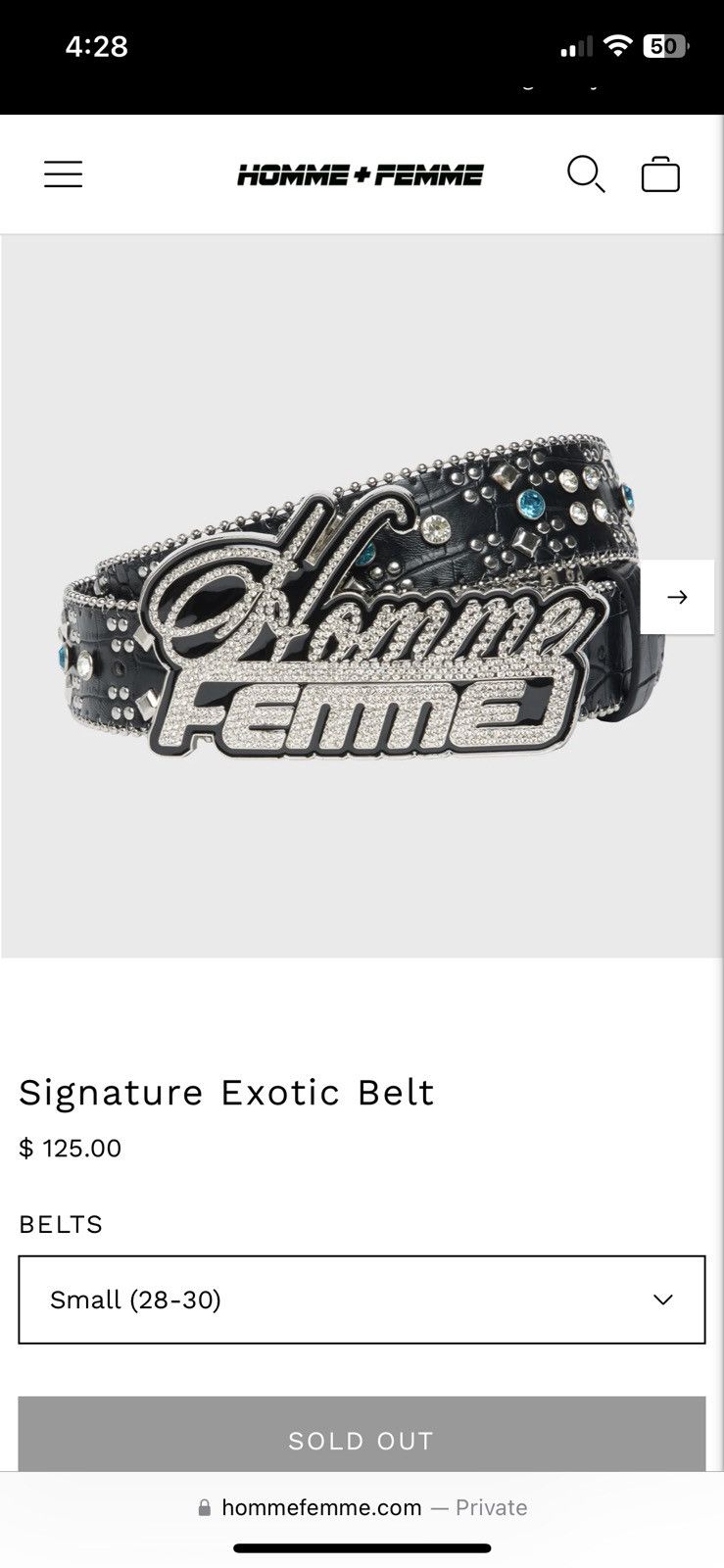 Homme + Femme La Homme Femme Rhinestone Belt size 28-30 Size 28 - 1 Thumbnail