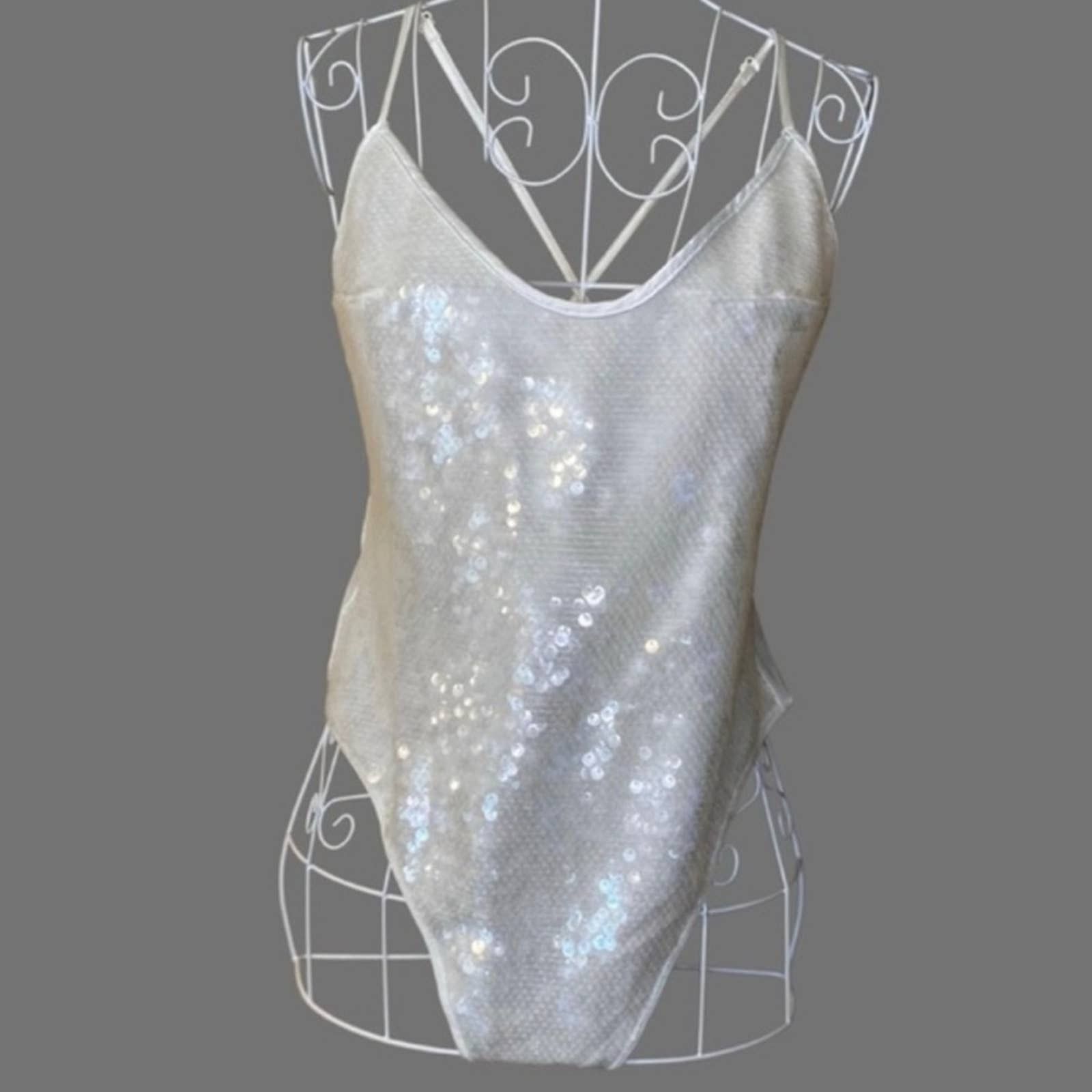 Victoria's Secret Victoria's Secret Ivory Sequined Bodysuit