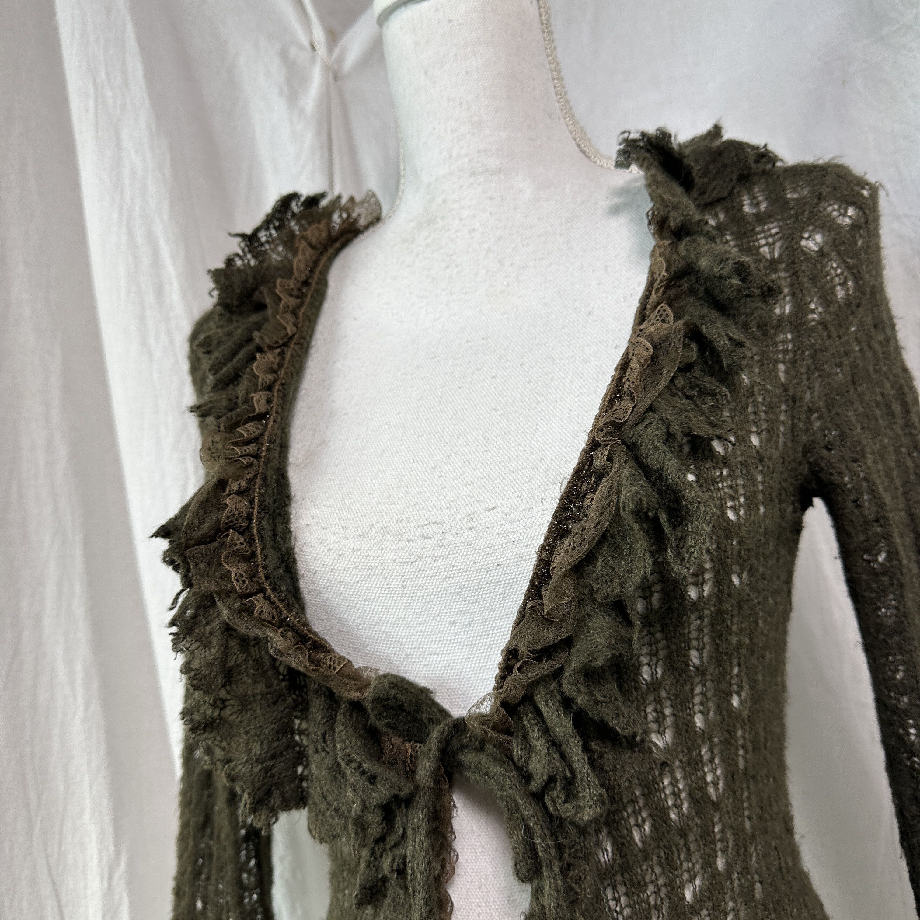 Vintage Vintage Avant Garde Mohair Crochet Cardigan Y2K Size M / US 6-8 / IT 42-44 - 3 Thumbnail