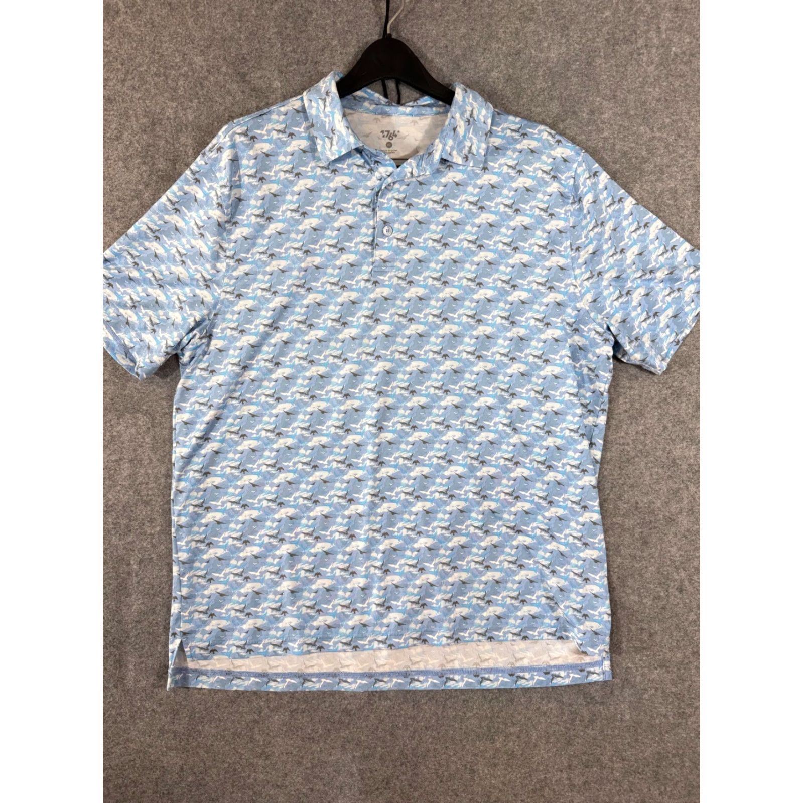 Vintage 1764 Golf Polo Shirt Mens XL Blue Birds Print Short Sleeve Stretch Performance Shirt Polo Size US XL / EU 56 / 4 - 3 Thumbnail