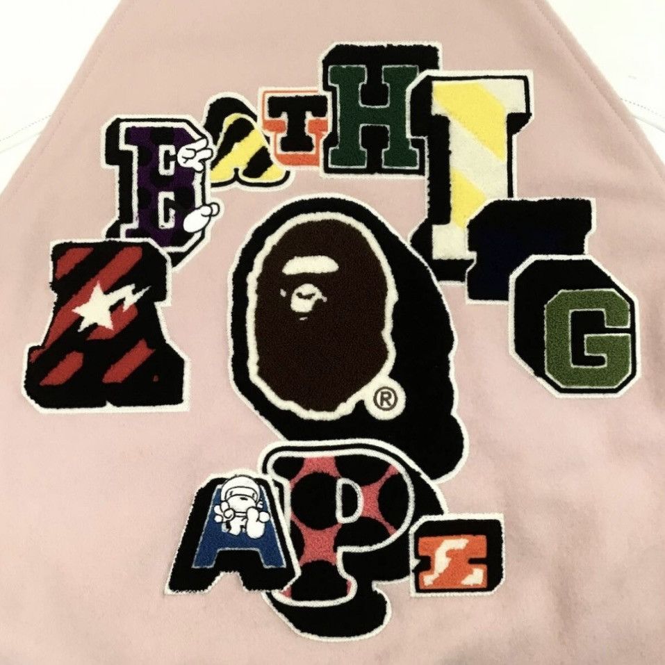 Bape × Nigo 🔥NFS exclusive🔥 Leather sleeve BAPE LOGO varsity jacket NIGO Size M / US 6-8 / IT 42-44 - 5 Thumbnail